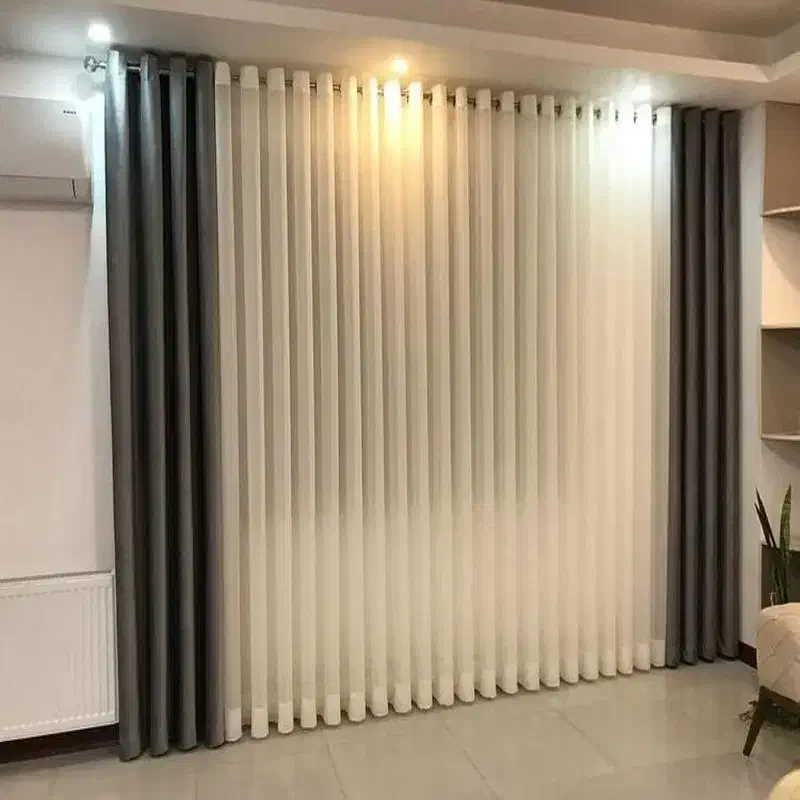 پرده پانچی پذیرایی و تراس و اتاق و آشپزخانه|پرده، رانر، رومیزی|رشت, کوی امام رضا|دیوار