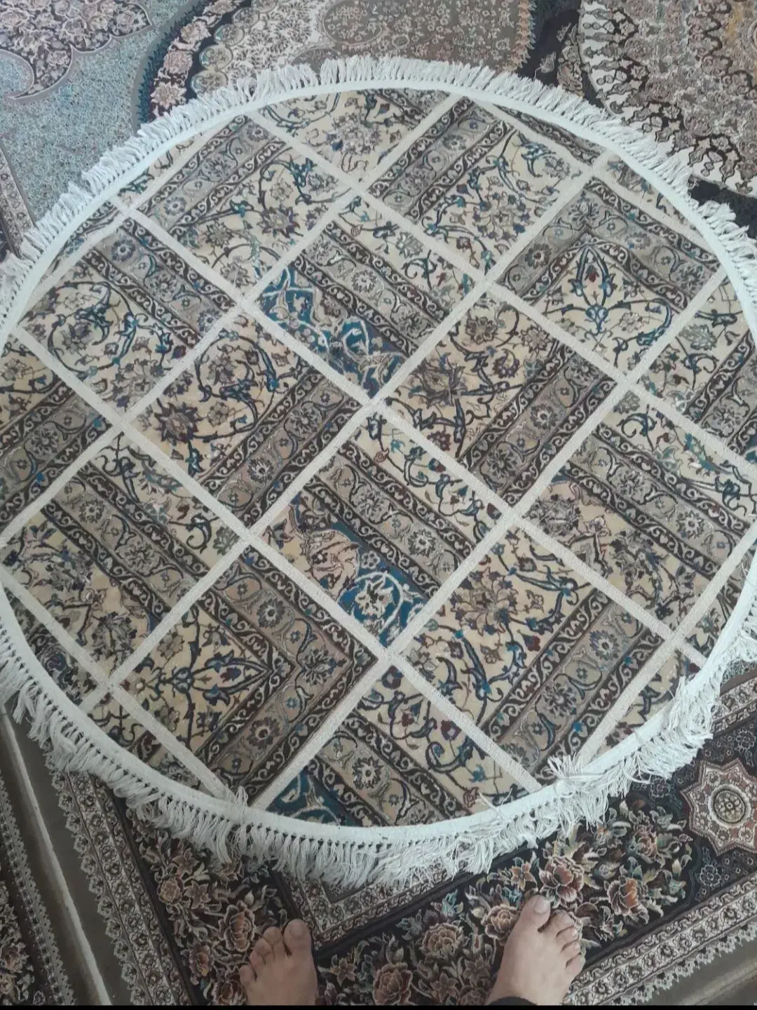 فرش دایره ایی دستبافت چهل تیکه کاشان|فرش|تهران, شهید رجایی|دیوار
