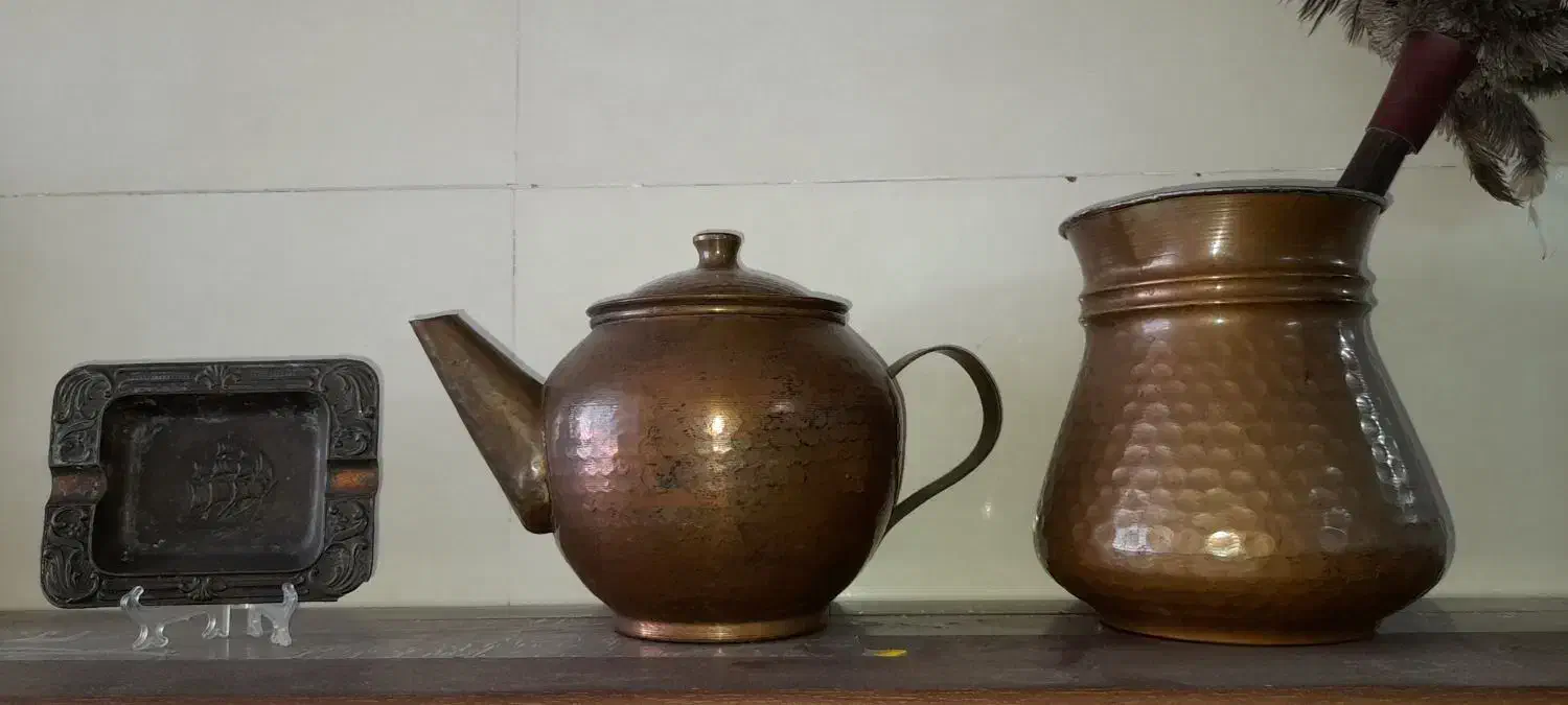 پارچ وقوری مسی وجاسیگاری مسی نو|کلکسیون اشیاء عتیقه|بهارستان, |دیوار