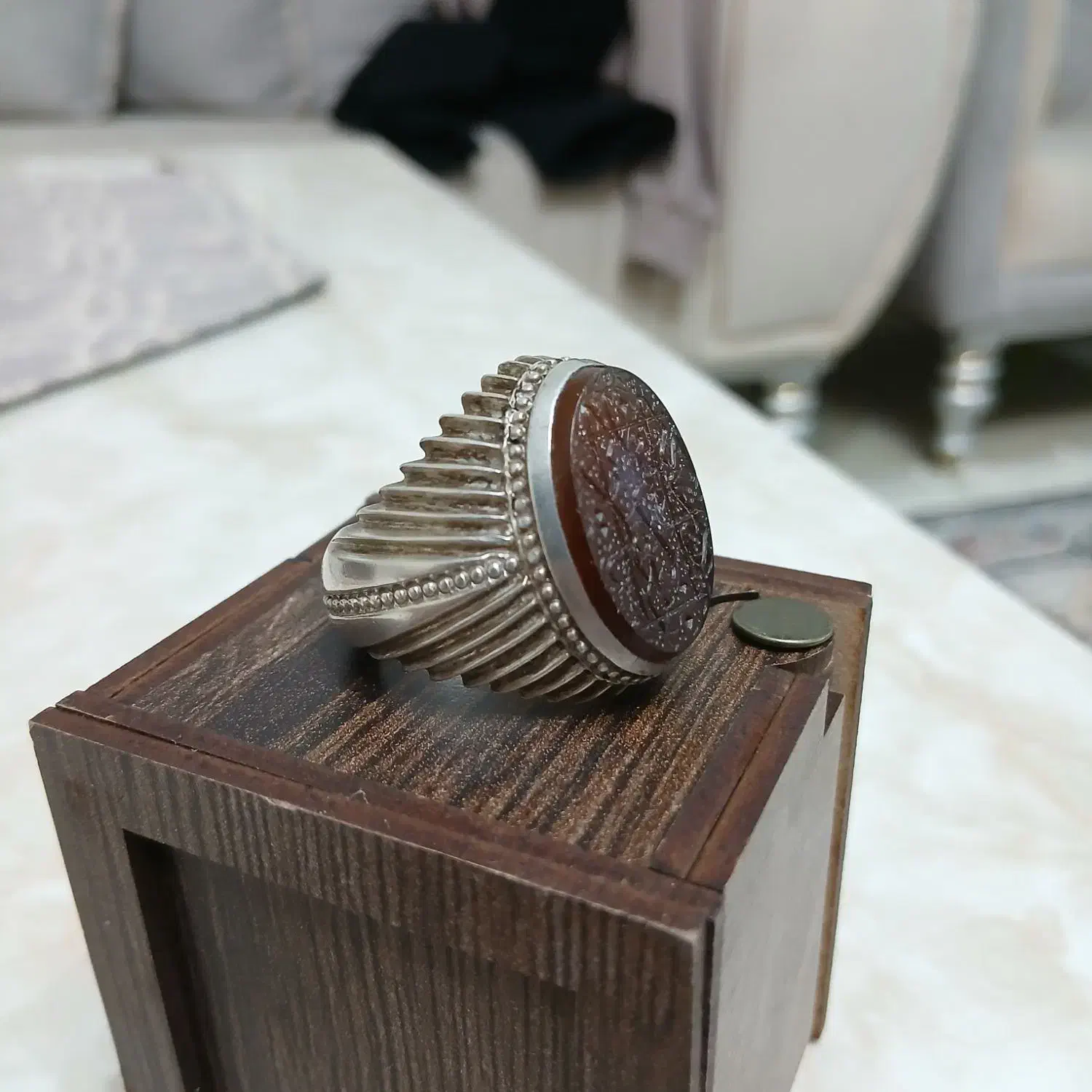 انگشتر عقیق خط با رکاب دستساز|جواهرات|تهران, یاخجی آباد|دیوار