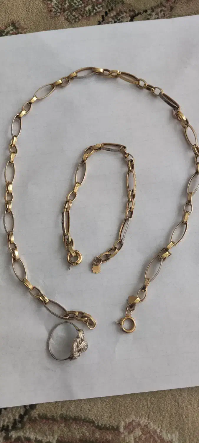 گردنبند و دستبندگوشواره و انگشتر طلا|جواهرات|قم, باغ کرباسی|دیوار