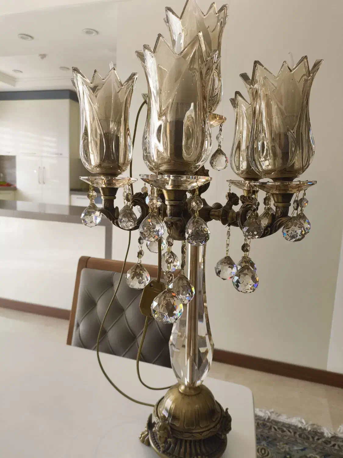 شمعدان کریستالی رومیزی جفت|لوستر و چراغ آویز|تهران, زرگنده|دیوار