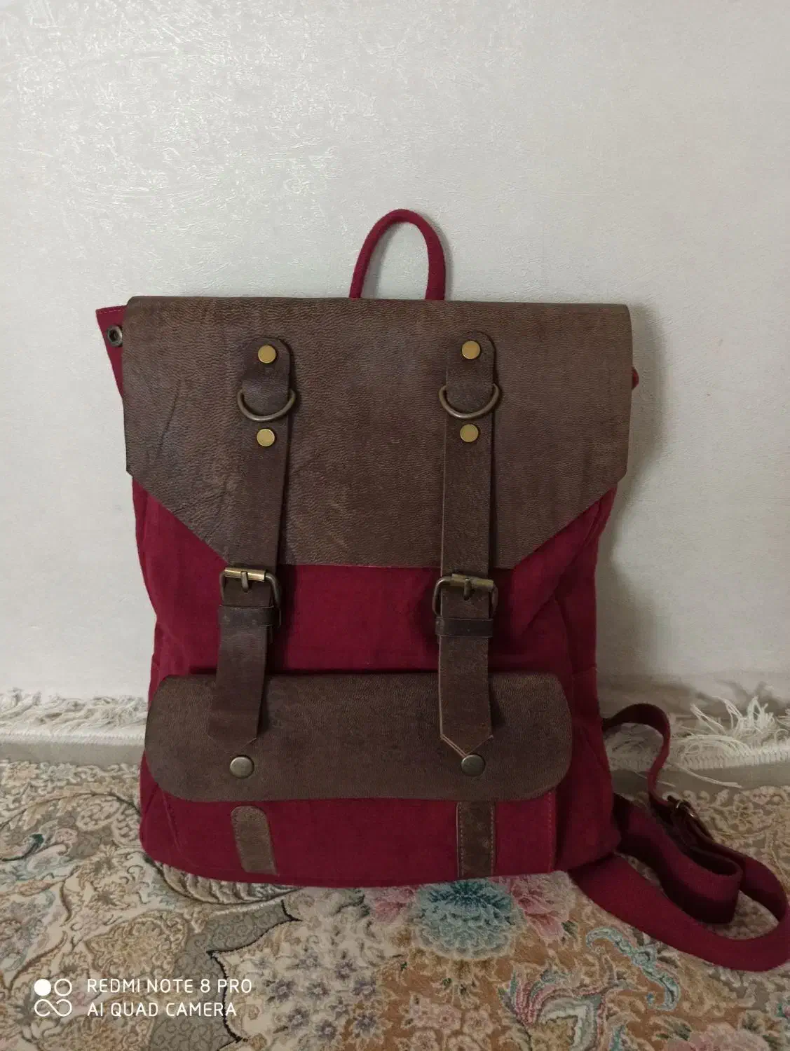 کیف کوله از جنس چرم اصلی و کتان|کیف، کفش، کمربند|همدان, |دیوار