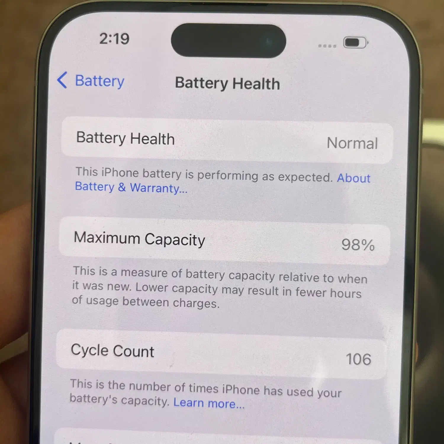 آیفون ۱۵ پرو ۲۵۶ گیگ باطری ۹۸٪ ZAA|موبایل|تهران, شهرک غرب|دیوار