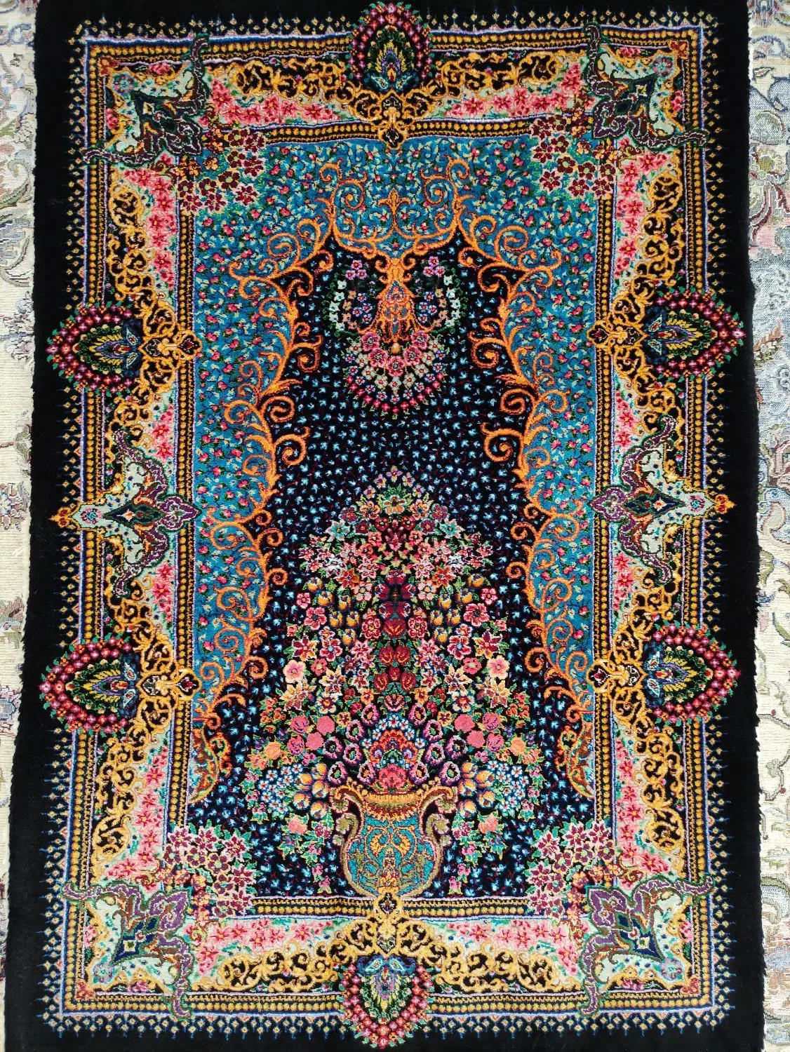 فرش دستبافت تمام ابریشم|فرش|چهاردانگه (تهران), |دیوار