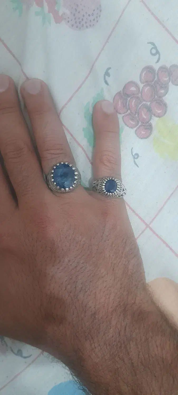 یاقوت کبود برمه دوتا باهم نقره ۹۲۵|جواهرات|خمینی‌شهر, |دیوار