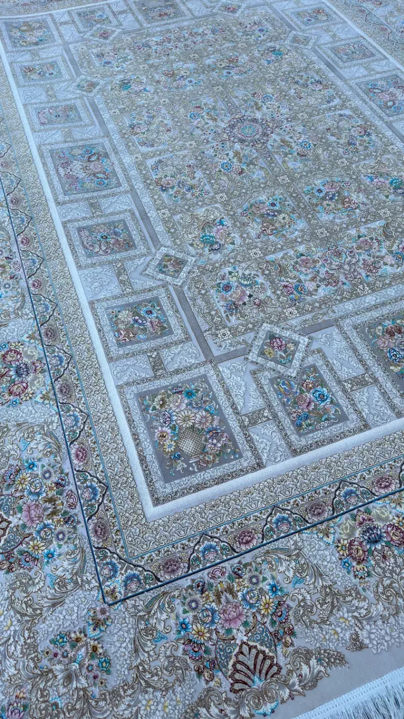 جفت ۹متری ۱۲۰۰ شانه طرح گلخانه طوسی بژ|فرش|اراک, |دیوار