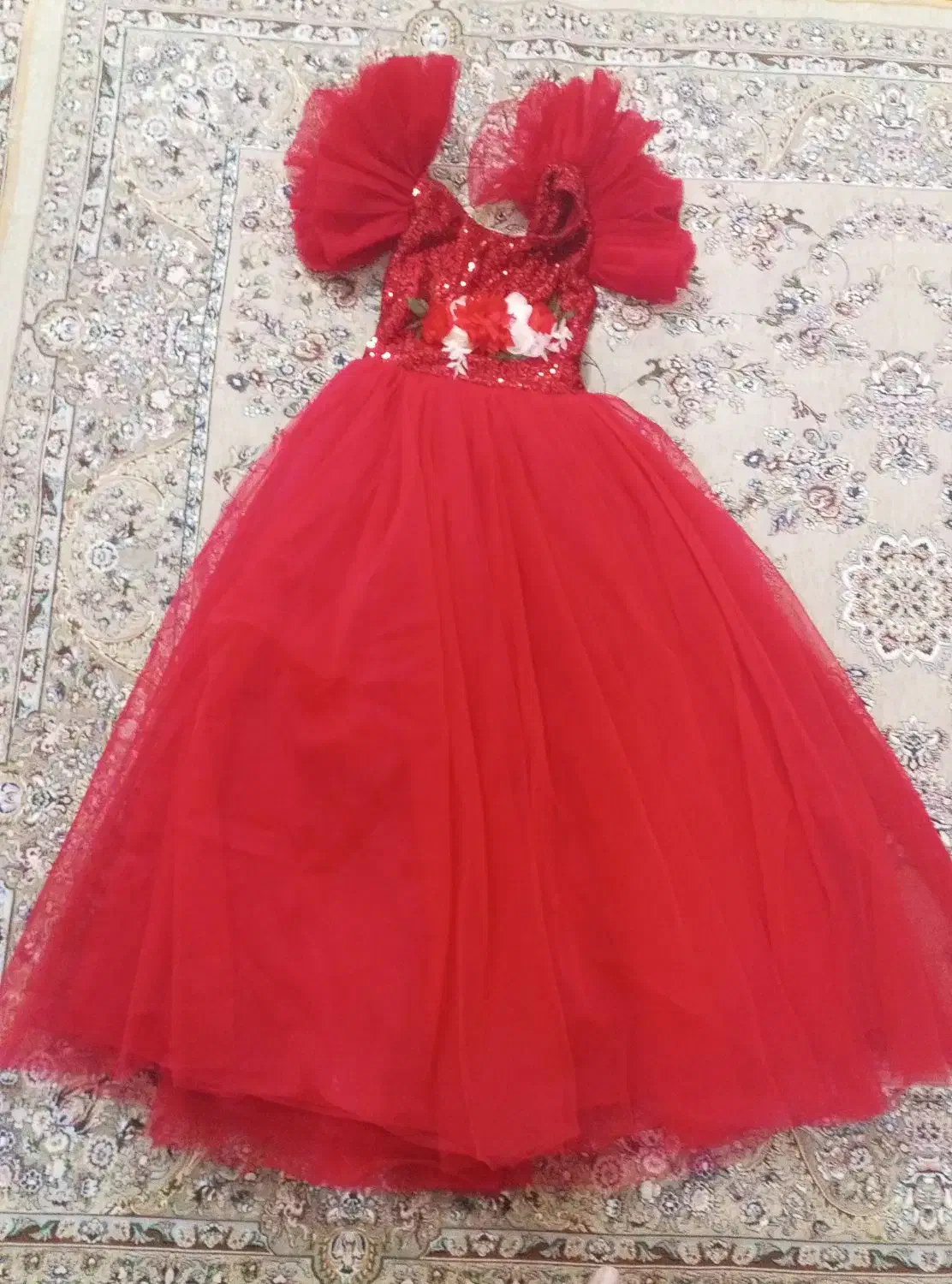 لباس عروس قرمز نو بدون استفاده بچگانه|کفش و لباس بچه|سرپل ذهاب, |دیوار