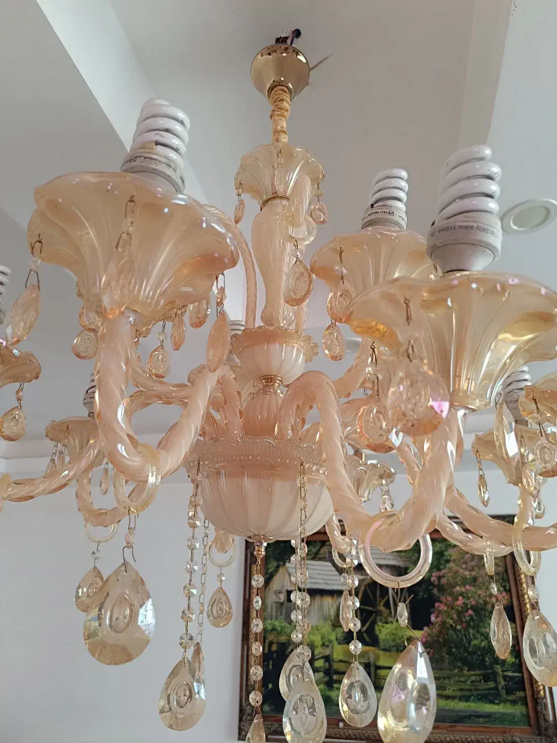 لوستر ۱۲شاخه کریستال کامل و سالم|لوستر و چراغ آویز|فردیس, فرامرزیه|دیوار