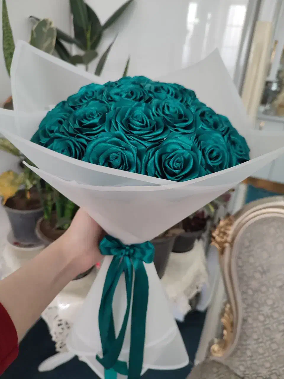 دسته گل روبانی آماده|گل مصنوعی|قم, دروازه چوبی|دیوار