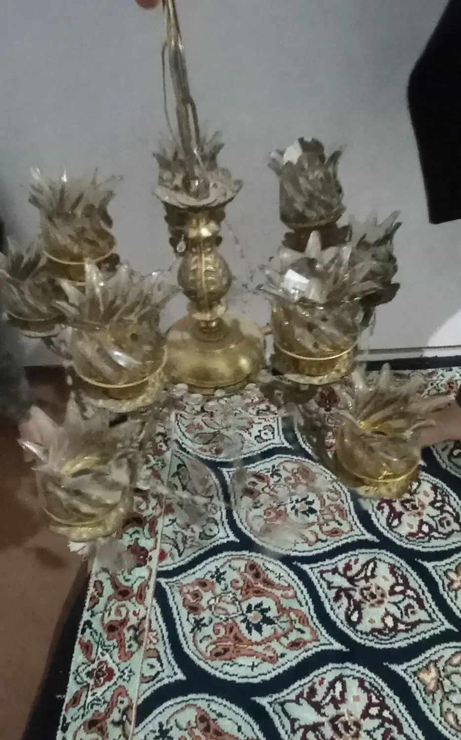 لوستر۵شاخه ۱۰شعله برنز|لوستر و چراغ آویز|میانه, |دیوار