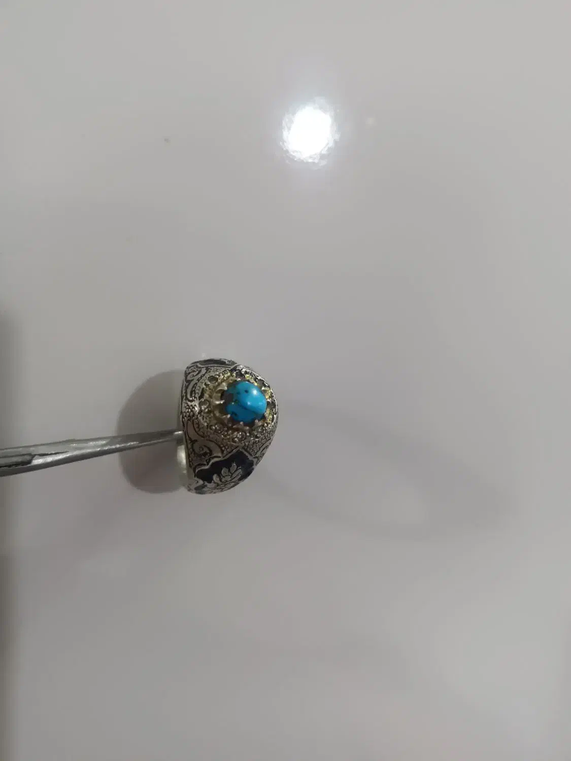 انگشتر فیروزه نیشابور رکاب نقره|جواهرات|کاشمر, |دیوار