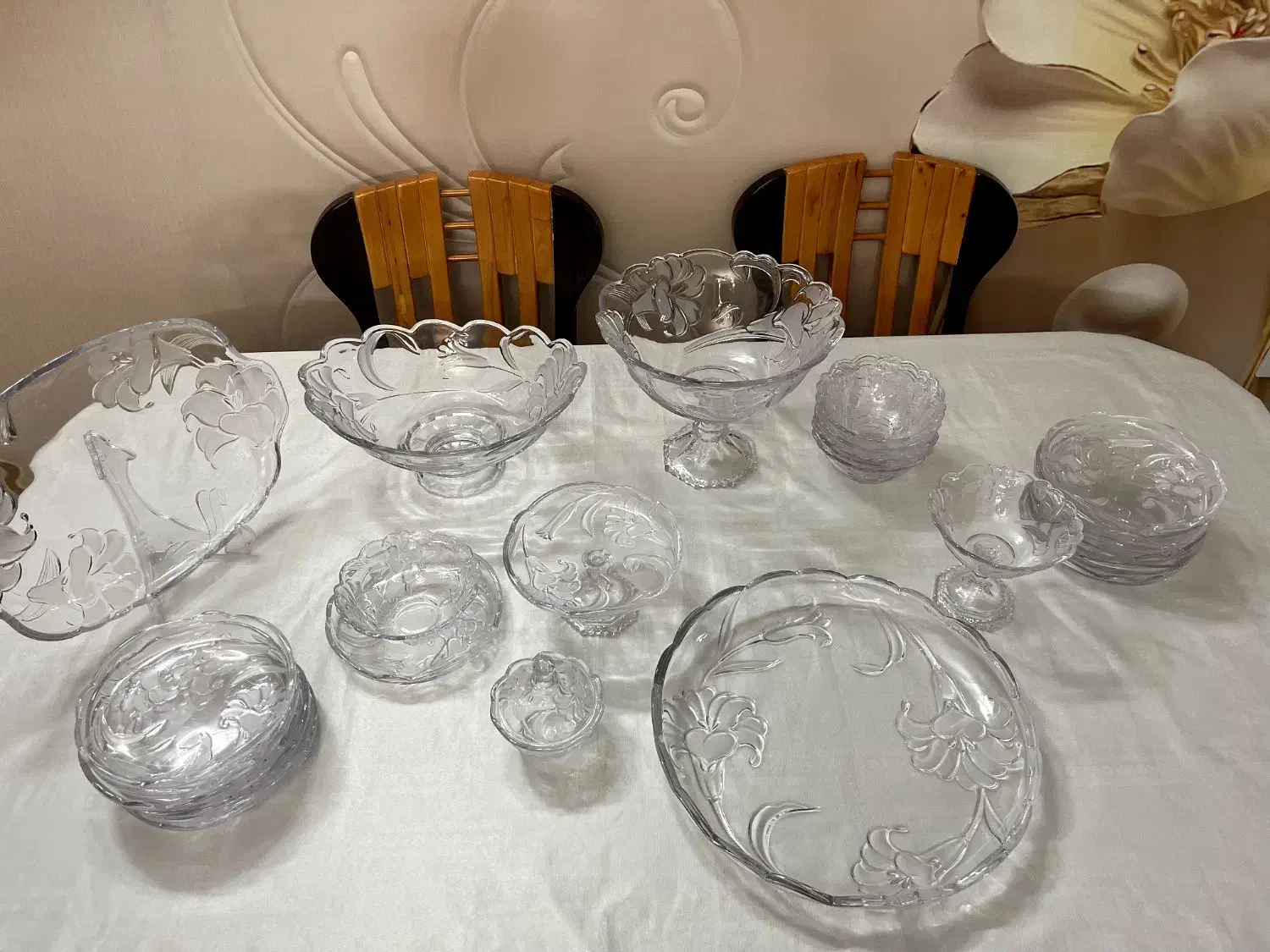 سرویس پذیرایی کریستال ژاپنی  گل لیلیوم|ظروف سرو و پذیرایی|اسلام‌شهر, مطهری|دیوار