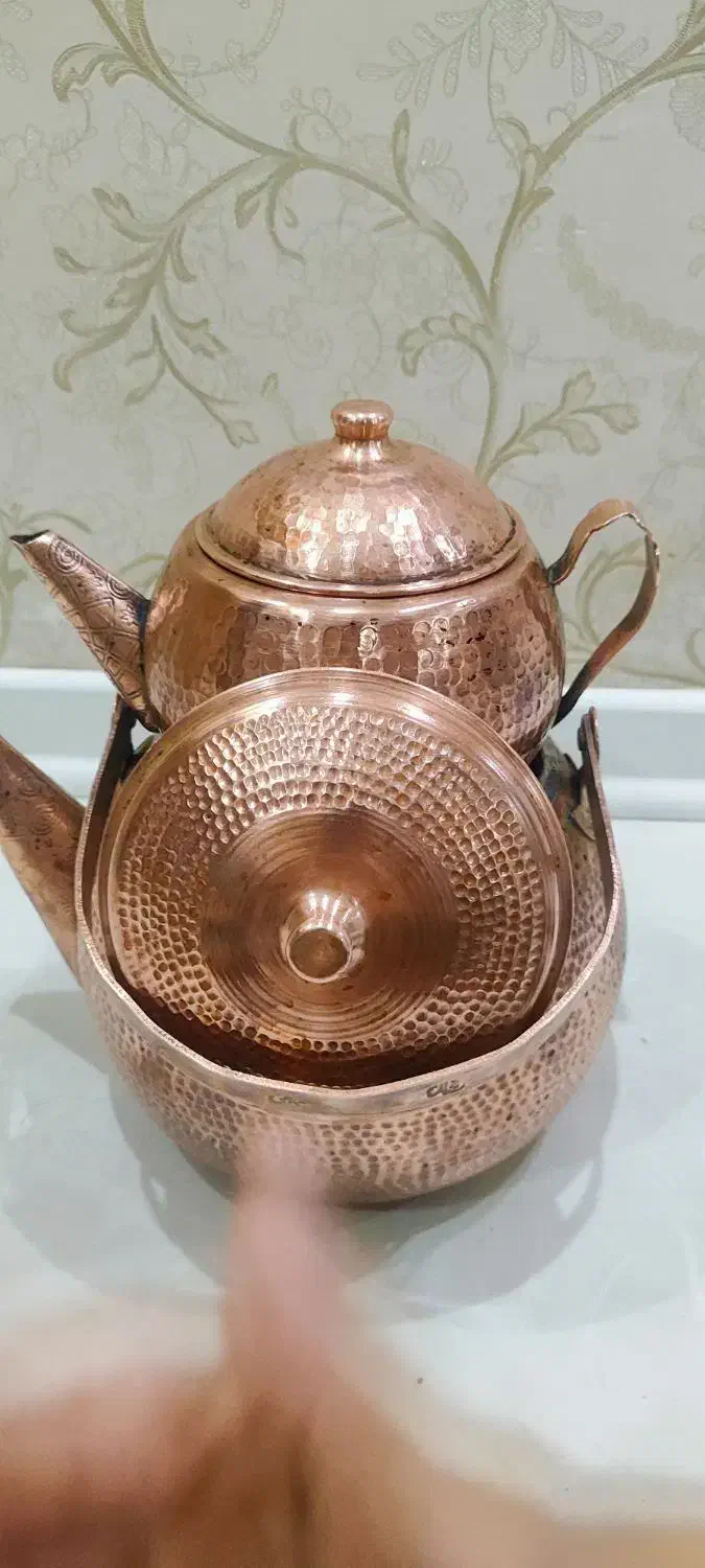 کتری قوری مس زنجان|قوری، کتری، قهوه‌ساز دستی|قزوین, |دیوار