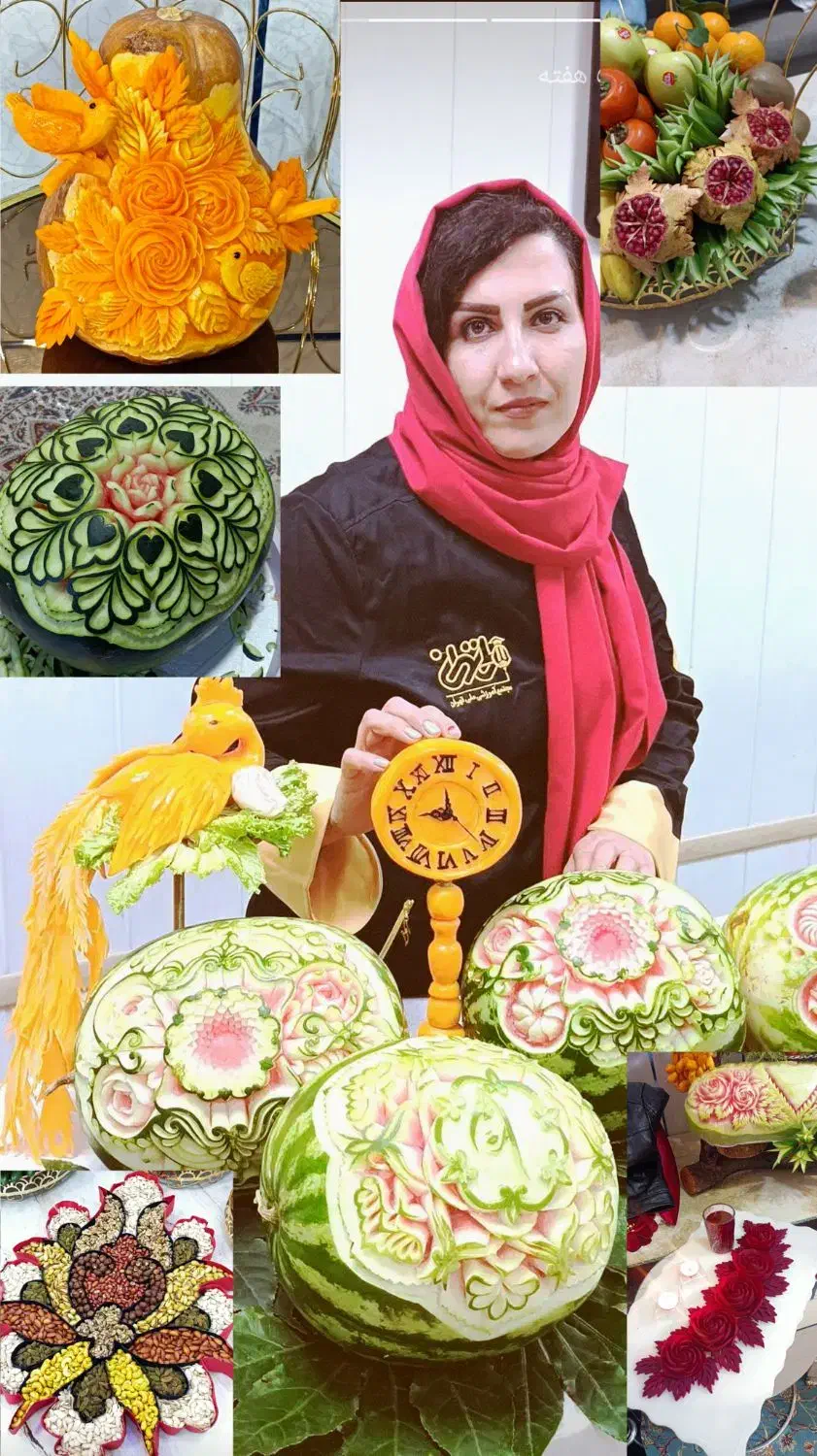 تزیینات یلدا حکاکی میوه|خدمات پذیرایی، مراسم|لنجان, |دیوار