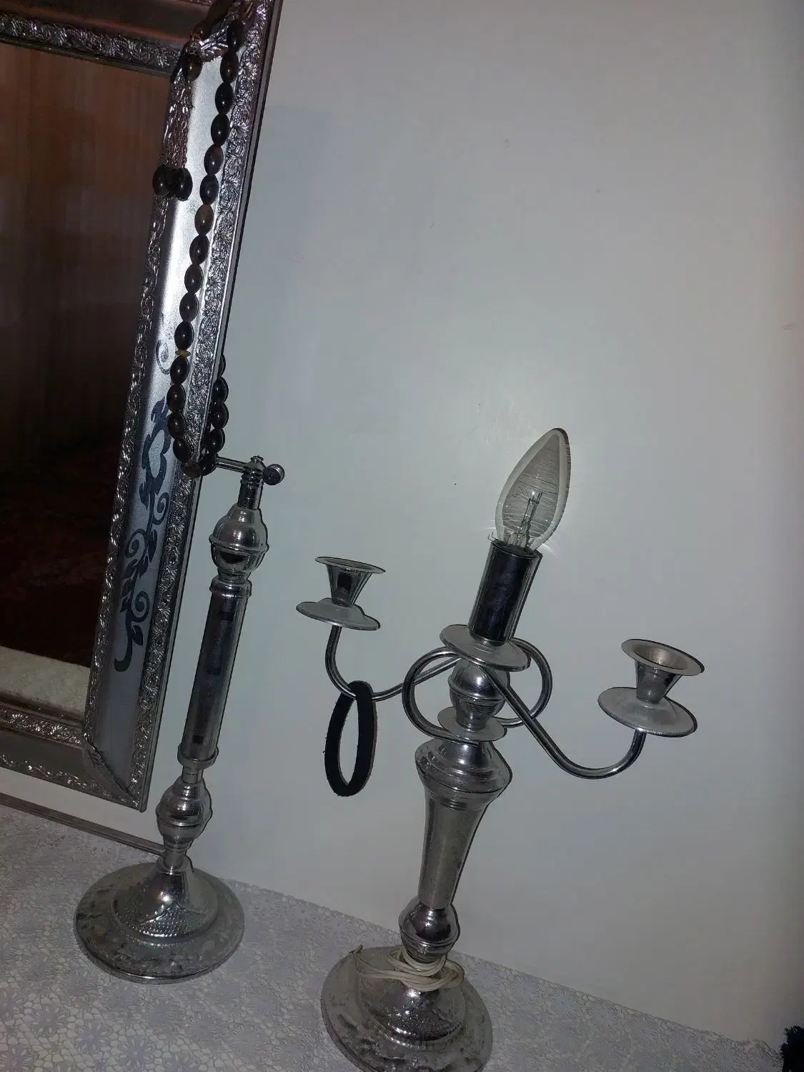 آیینه ودوعدد شمعدان|صنایع دستی و سایر لوازم تزئینی|تهران, دستغیب|دیوار