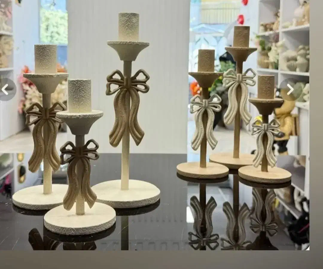 ست شمعدان پاپیونی  تکسچری|صنایع دستی و سایر لوازم تزئینی|بهبهان, |دیوار