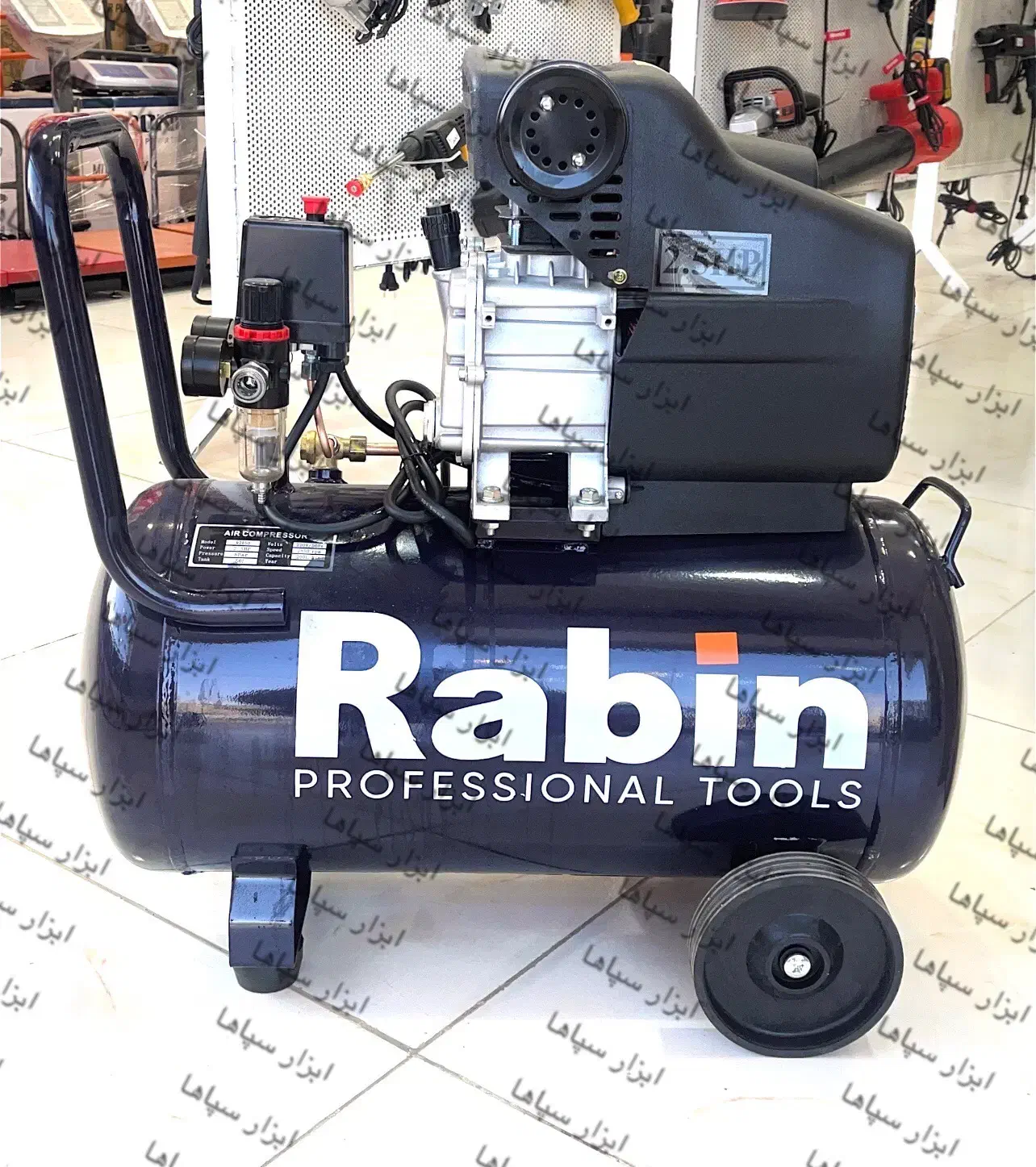 پمپ کمپرسور باد ۵۰ لیتر روغنی رابین/ مس با گارانتی|ابزارآلات|اصفهان, مارچین|دیوار