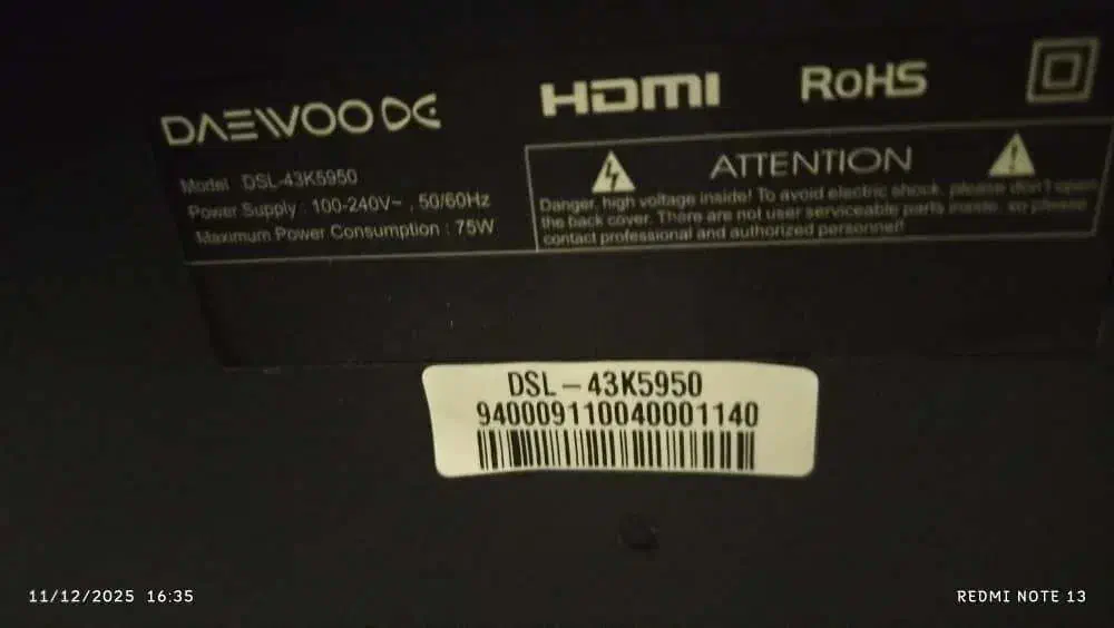 تلویزیون43اینچ هوشمند دوو|تلویزیون و پروژکتور|ملارد, |دیوار