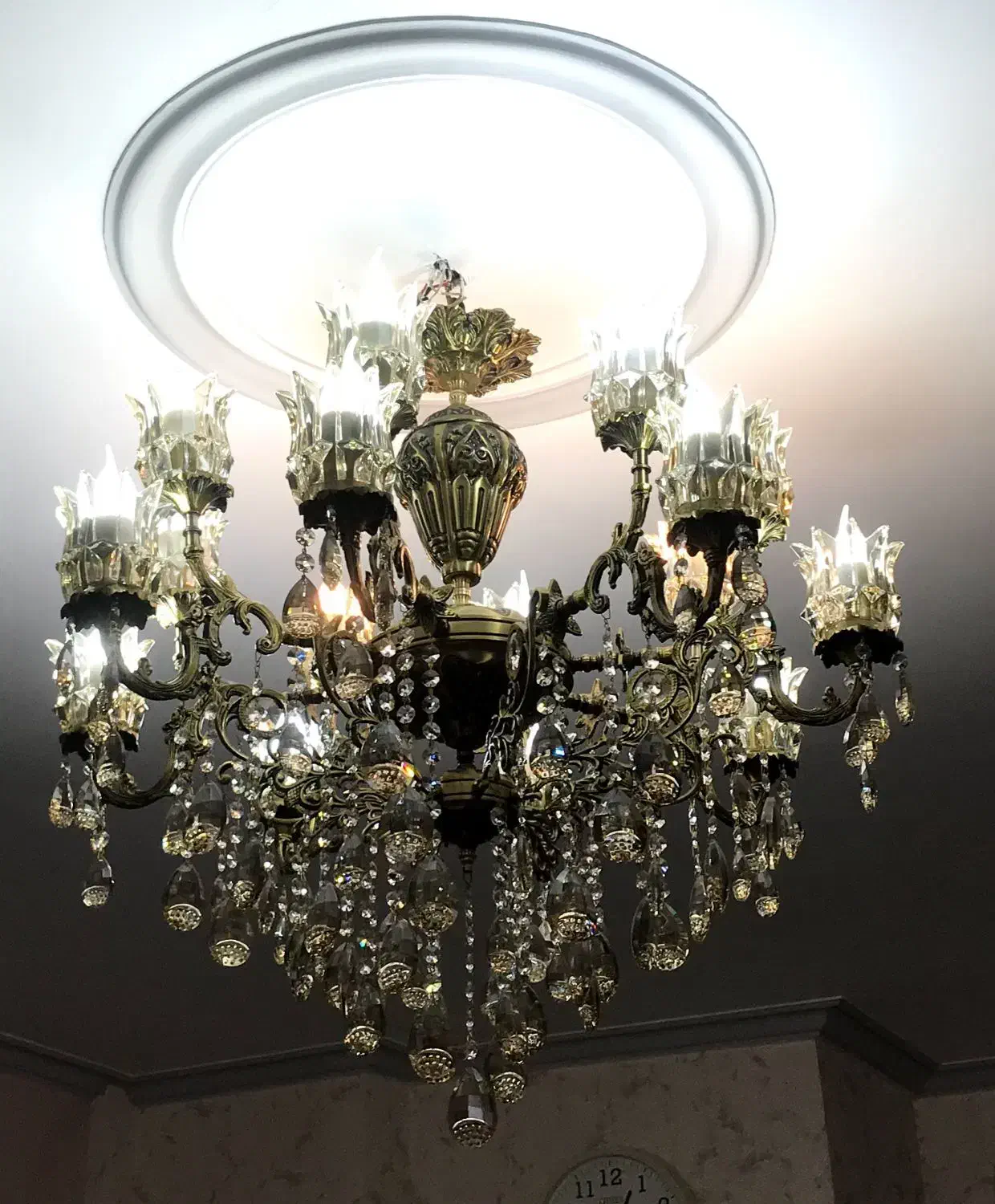 لوستر تمام برنج|لوستر و چراغ آویز|مشکین‌دشت, |دیوار