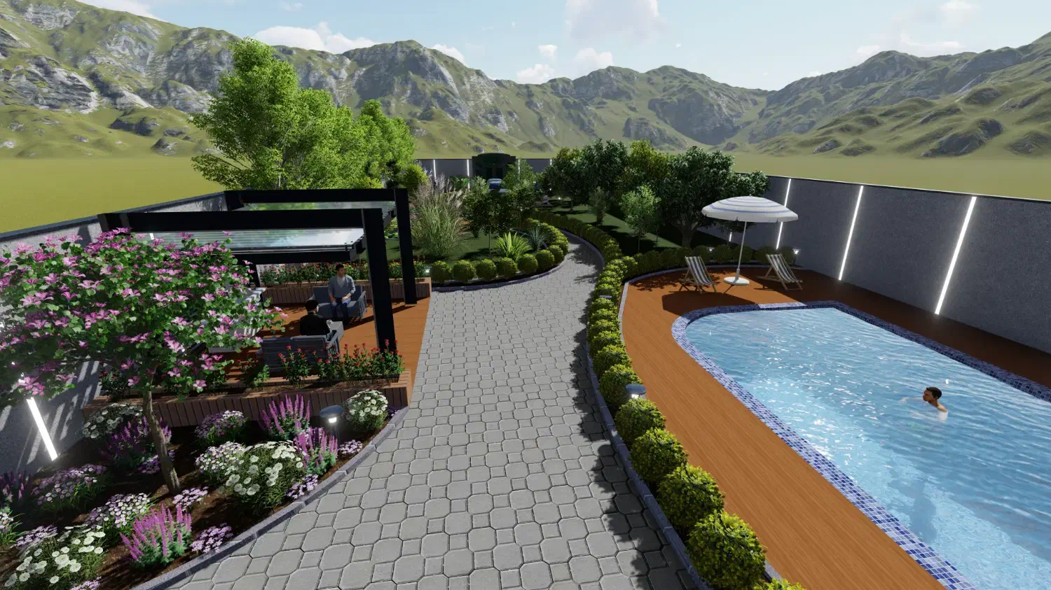 طراحی نقشه ویلا محوطه استخرآبنما آلاچیق تری دی نما|خدمات پیشه و مهارت|دماوند, دماوند|دیوار