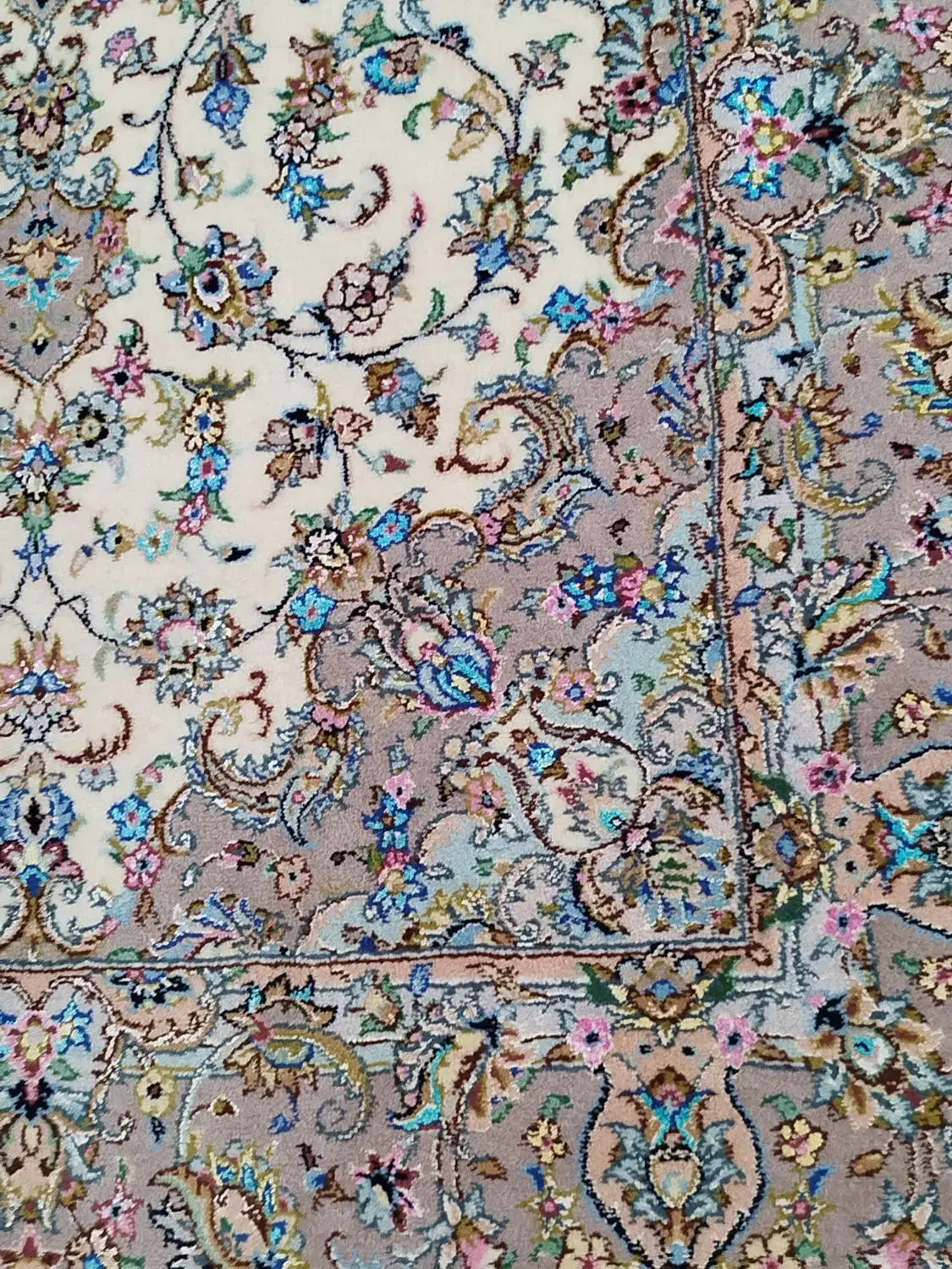 فرش گل ابریشم کاشان|فرش|گلپایگان, |دیوار