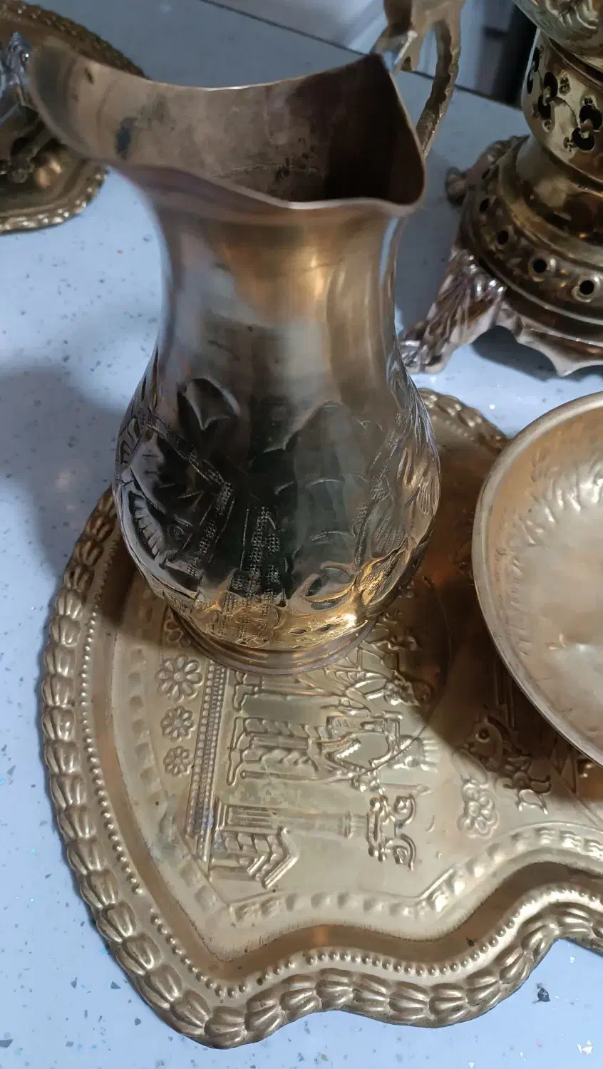 سماور برنجی با لوازم|سماور، چایساز، قهوهساز|قرچک, مهدیه|دیوار