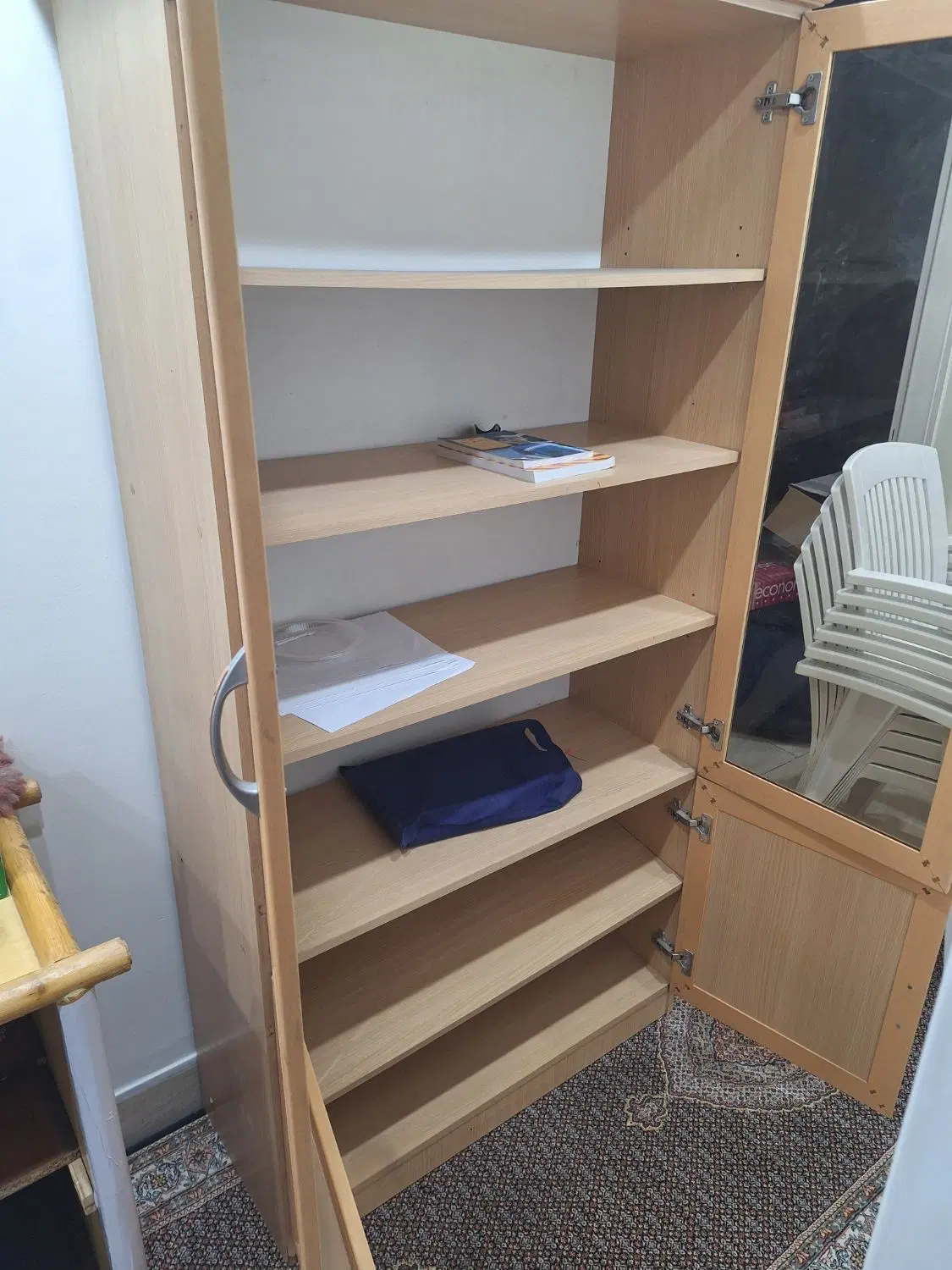 کتابخانه|کتابخانه، شلف، قفسههای دیواری|شیراز, ریشمک|دیوار