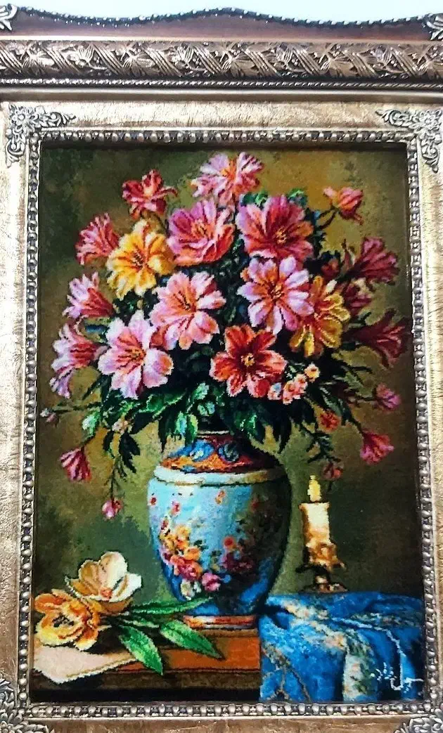 تابلو گل رخسار کد 27 دستبافت و ابریشم دار|تابلو فرش|تبریز, |دیوار