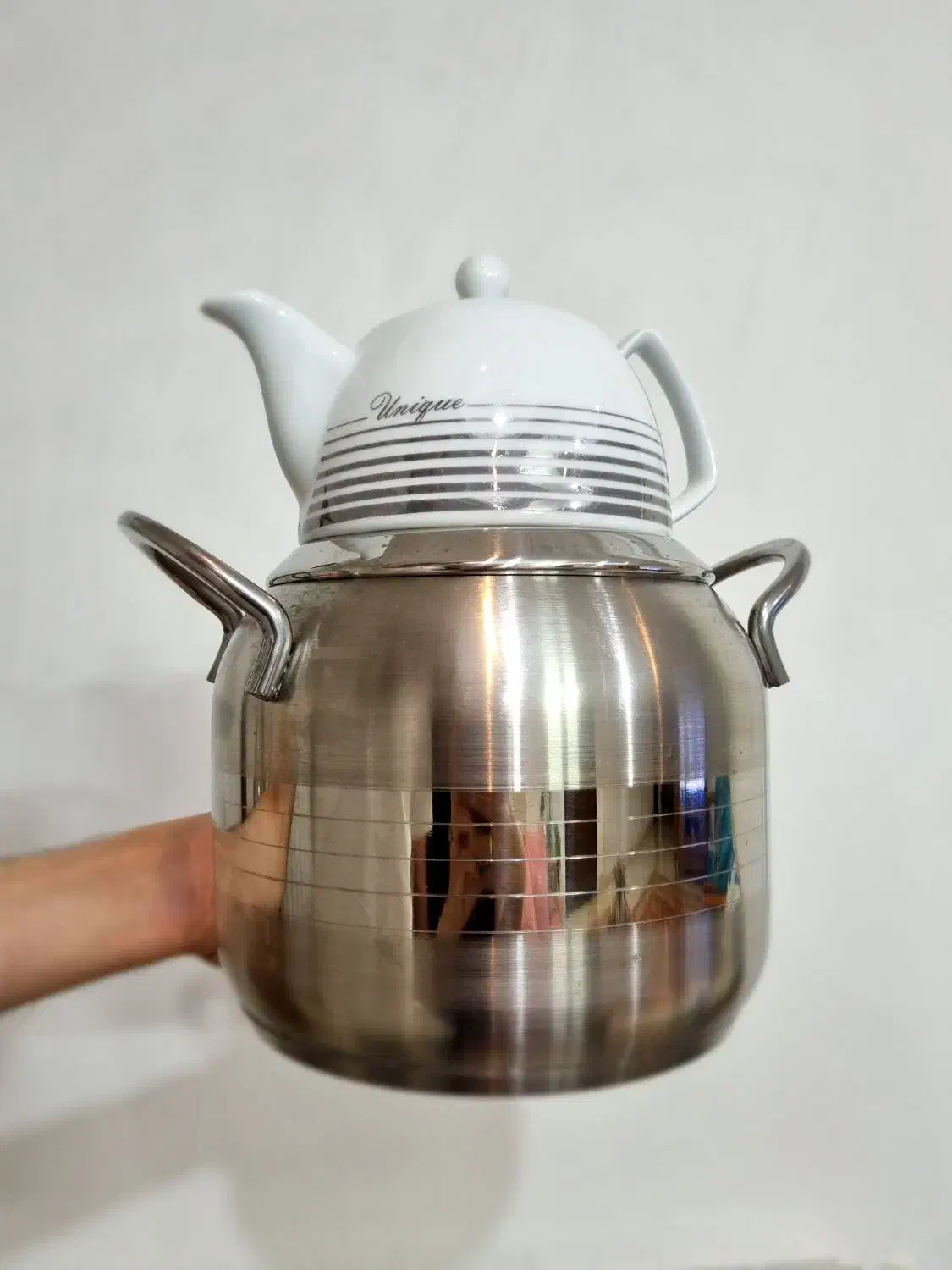 کتری قوری استیل یونیک کاملا نو|قوری، کتری، قهوهساز دستی|قم, بنیاد|دیوار