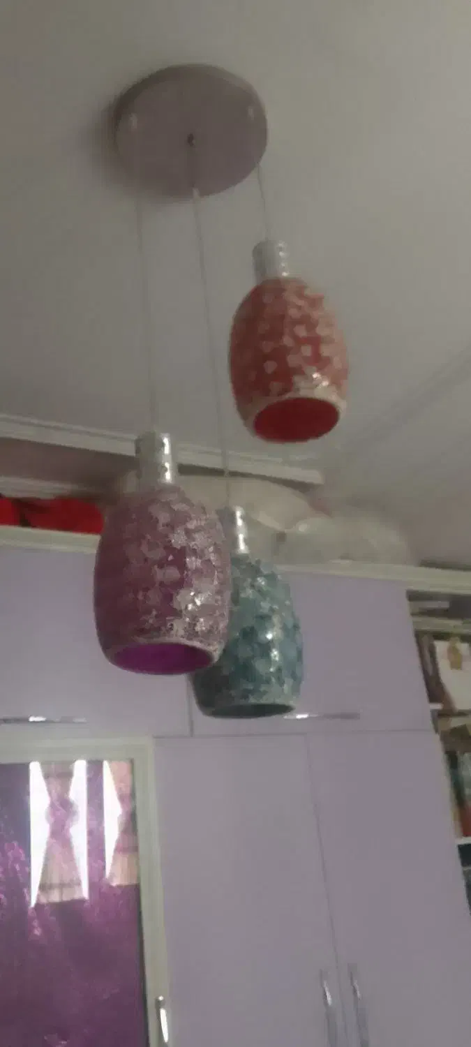 لوستر ۳ شاخه چینی رنگی|لوستر و چراغ آویز|تبریز, |دیوار