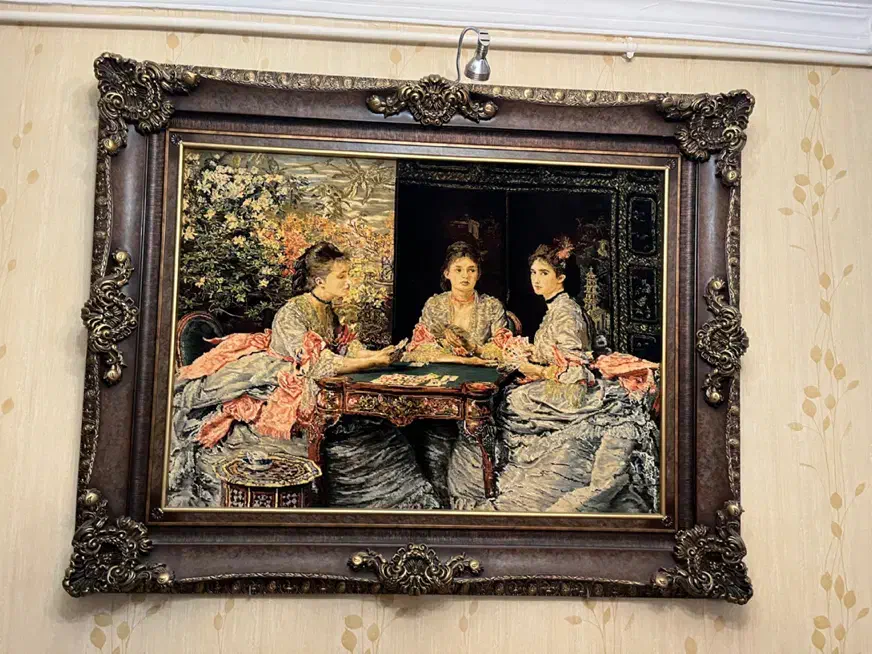 تابلو فرش سه دختر پاسور باز|تابلو فرش|تبریز, |دیوار