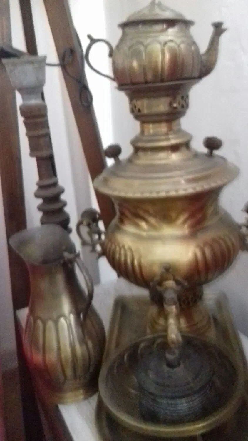 ست سماور 5تیکه قوری سینی کاسه سماور و پارچ|کلکسیون اشیاء عتیقه|گرگان, |دیوار