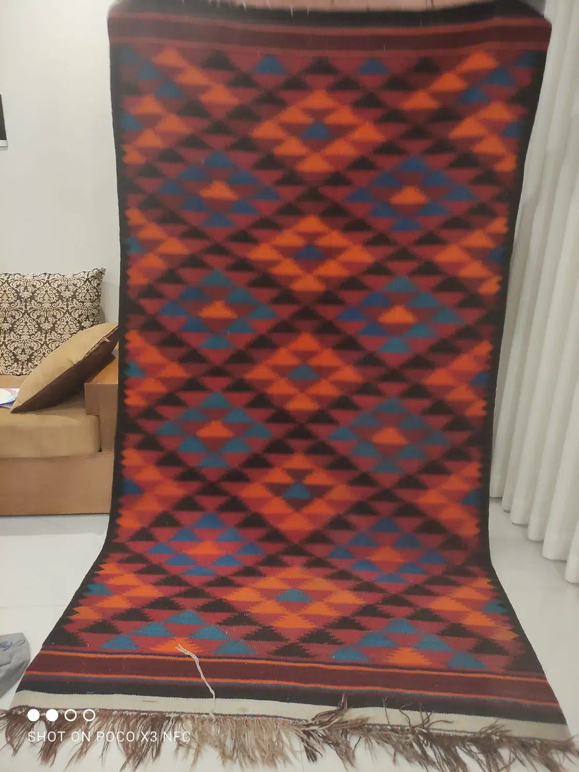 گلیم دورویه با رنگ بندی بسیار زیبا وسالم|گلیم، جاجیم، گبه|مشهد, جاهد شهر|دیوار