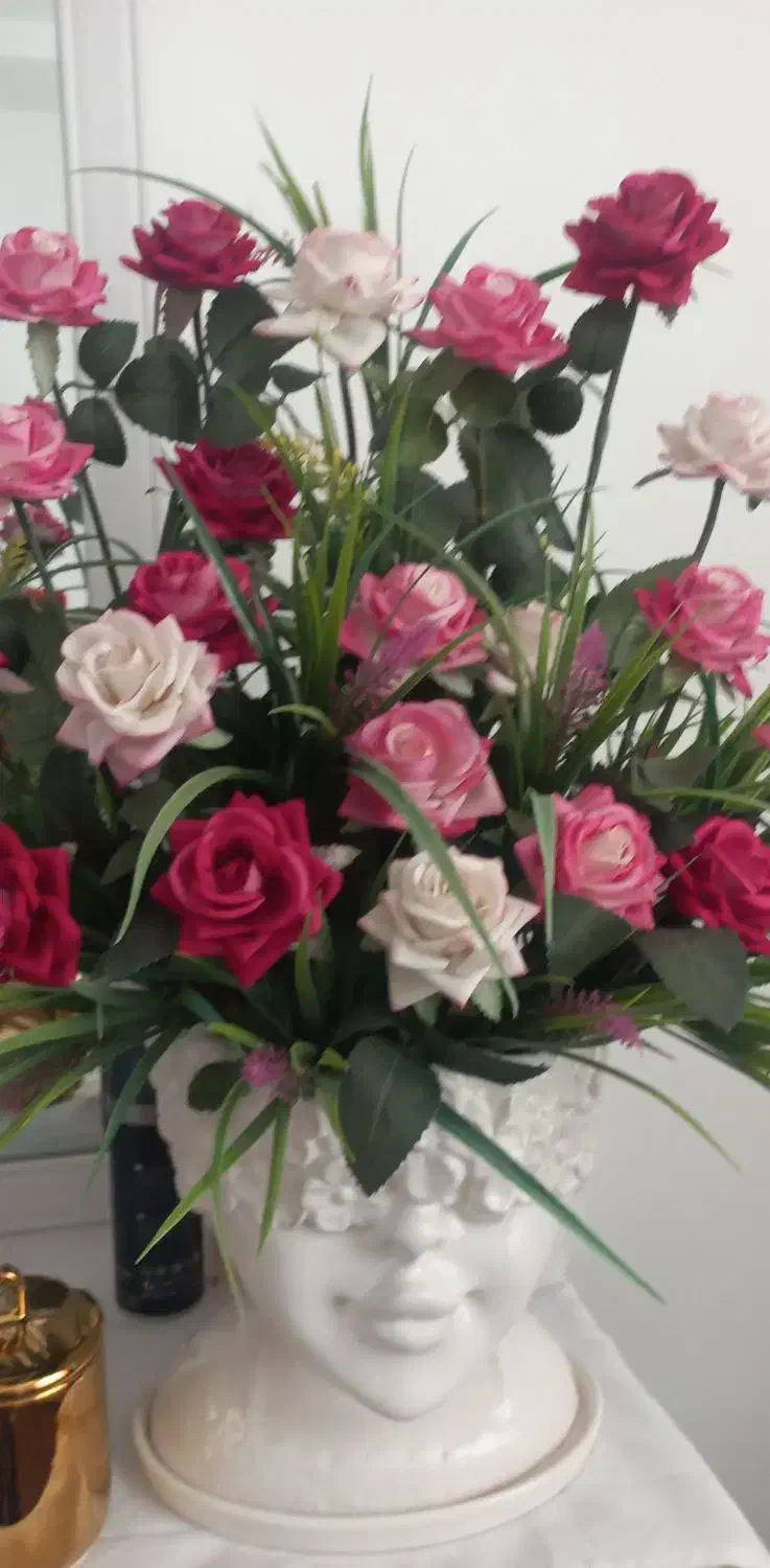 گل با گلدان سرامیکی|گل مصنوعی|ارومیه, |دیوار