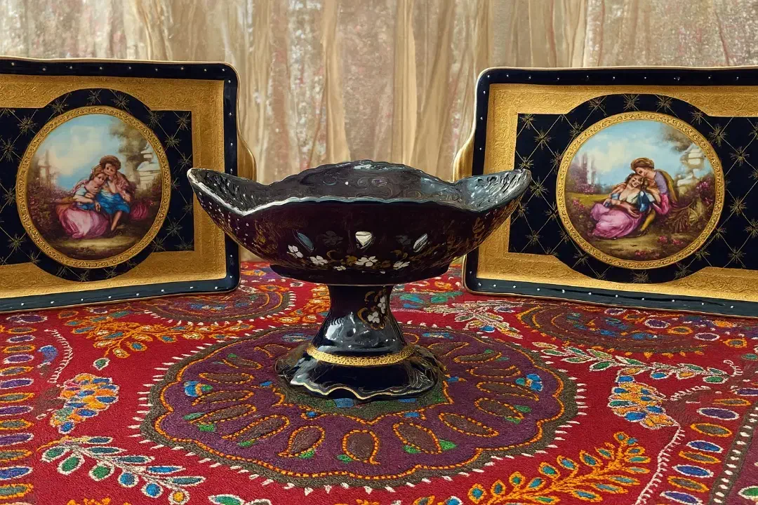 دو عدد سینی لیلی مجنون سورمه ای و شکلات خوری|صنایع دستی و سایر لوازم تزئینی|تهران, شهرک ولیعصر جنوبی|دیوار