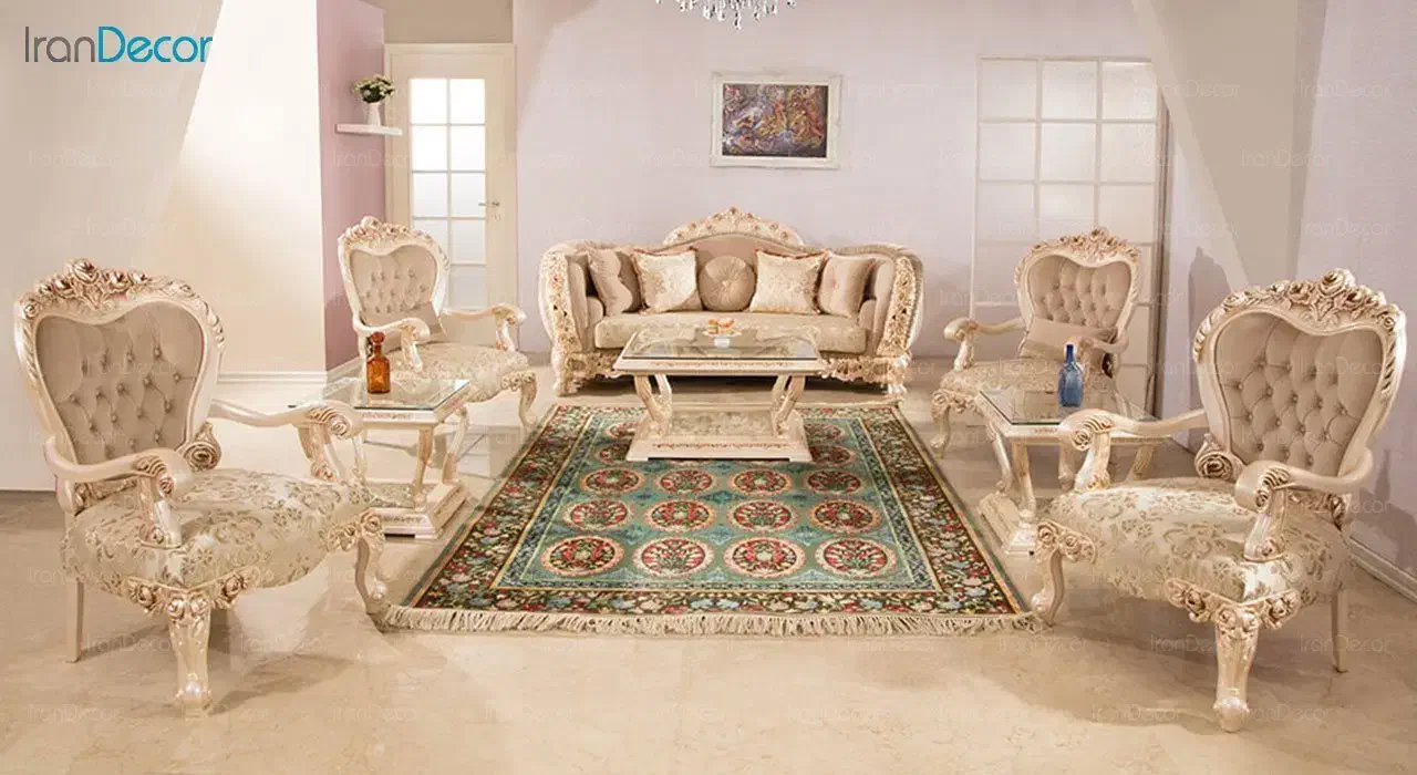 مبل سلطنتی کرم طلایی|مبلمان خانگی و میز عسلی|سیرجان, |دیوار