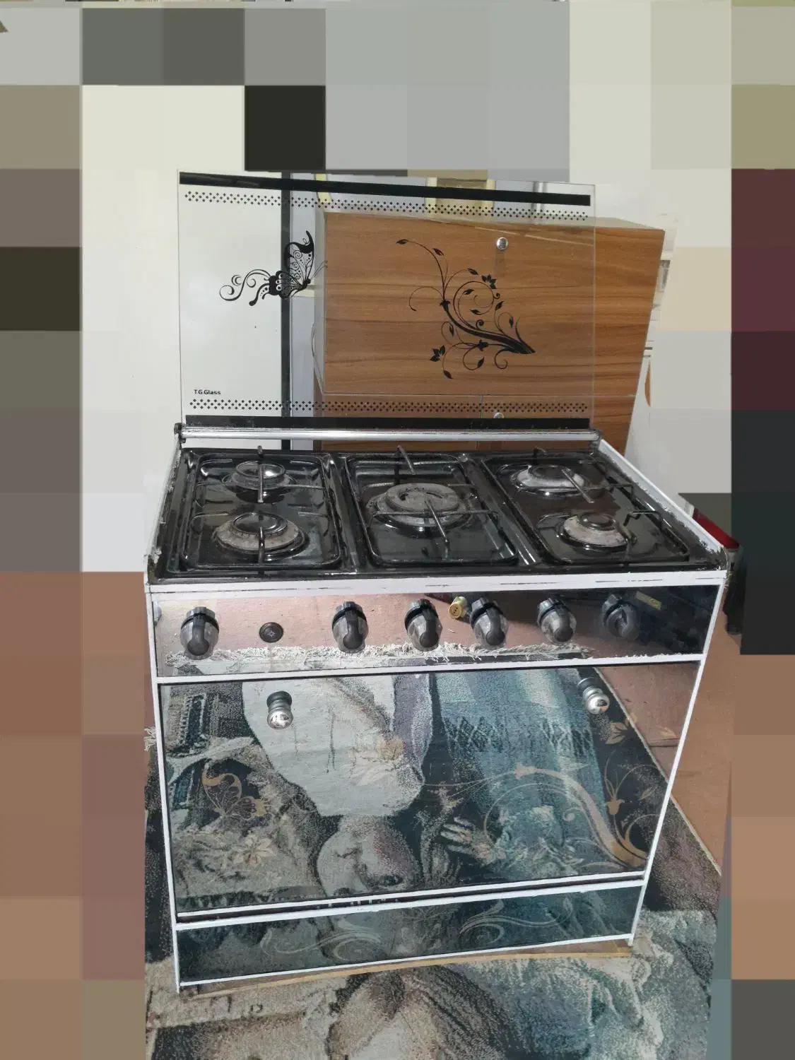 اجاق گاز پنج شعله طرح فر هرپنچ تا شعله سالم|اجاق گاز و لوازم برقی پخت‌وپز|رشت, دیانتی|دیوار