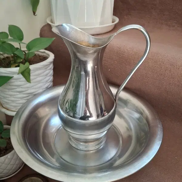 پارچ لگن برنجی کروم استیل و سنگین|ظروف سرو و پذیرایی|تهران, علایین|دیوار