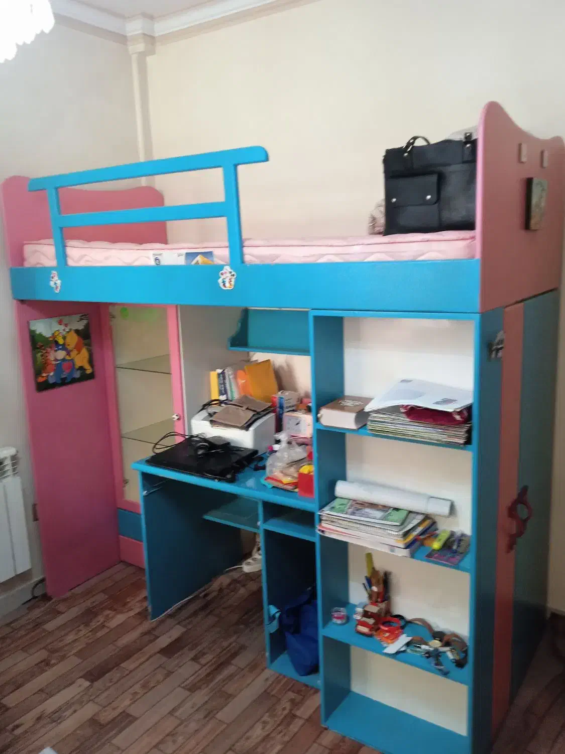 تخت خواب نوجوان،کتابخانه،میز تحریر،کمد|تخت و صندلی بچه|تهران, وردآورد|دیوار