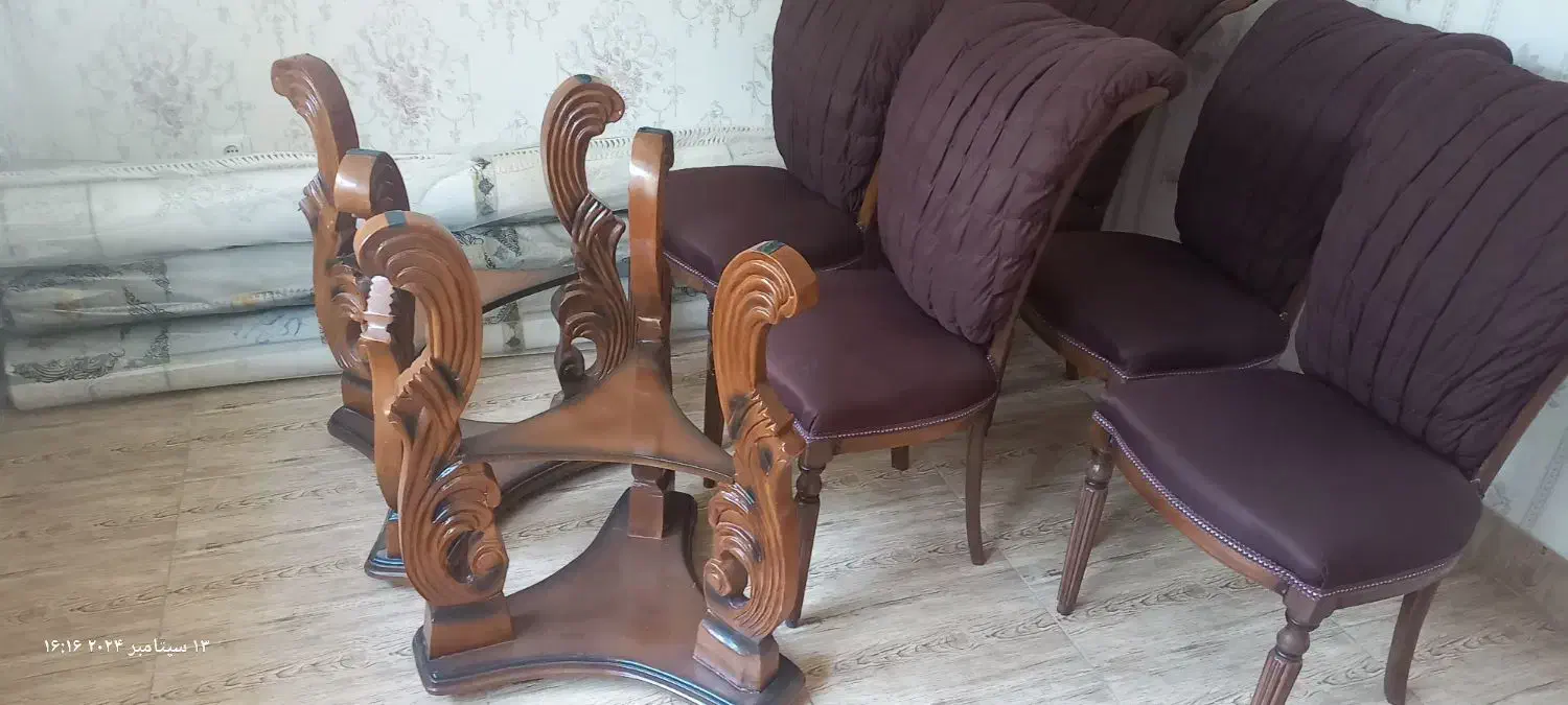 میز وصندلی نهار خوری ۶نفره چوب راش|میز و صندلی غذاخوری|سنندج, |دیوار