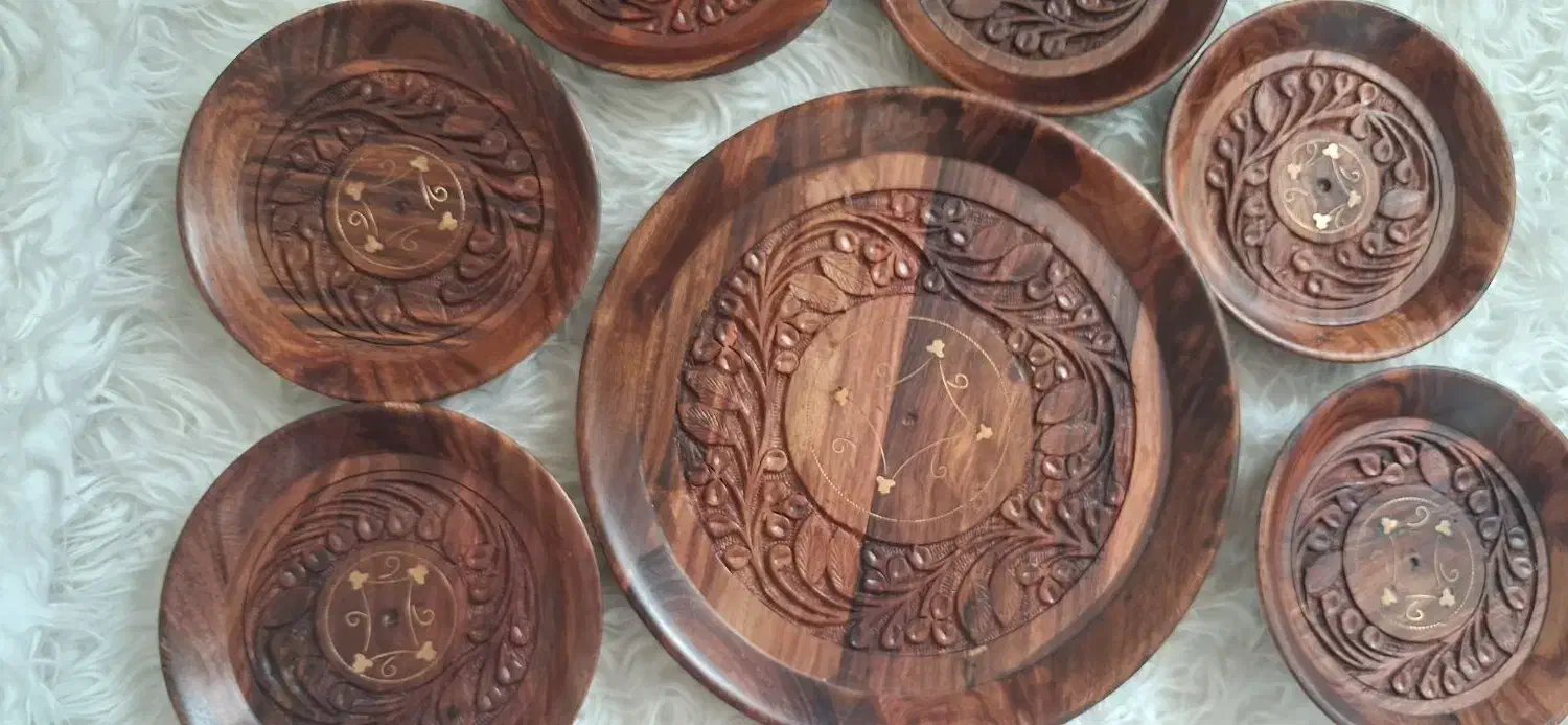 ست بشقاب های هندی چوبی|صنایع دستی و سایر لوازم تزئینی|فردیس, فردیس|دیوار