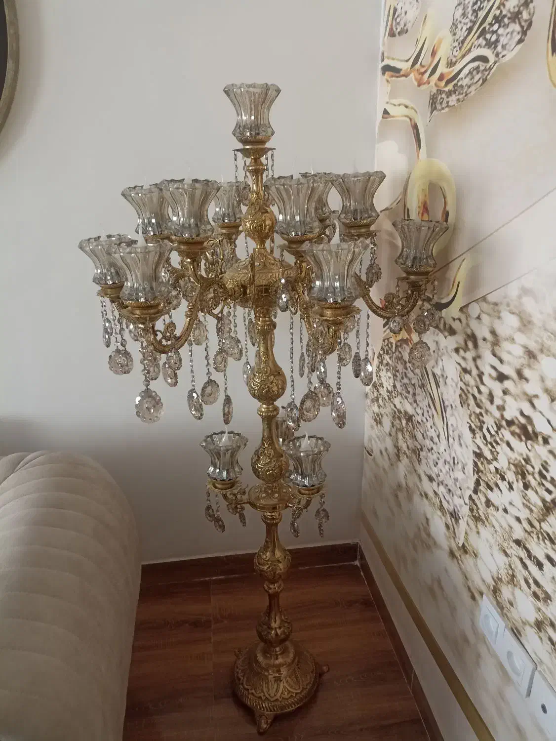 لوسترکنارسالنی برنزی|لوستر و چراغ آویز|پاکدشت, پاکدشت (مامازند)|دیوار