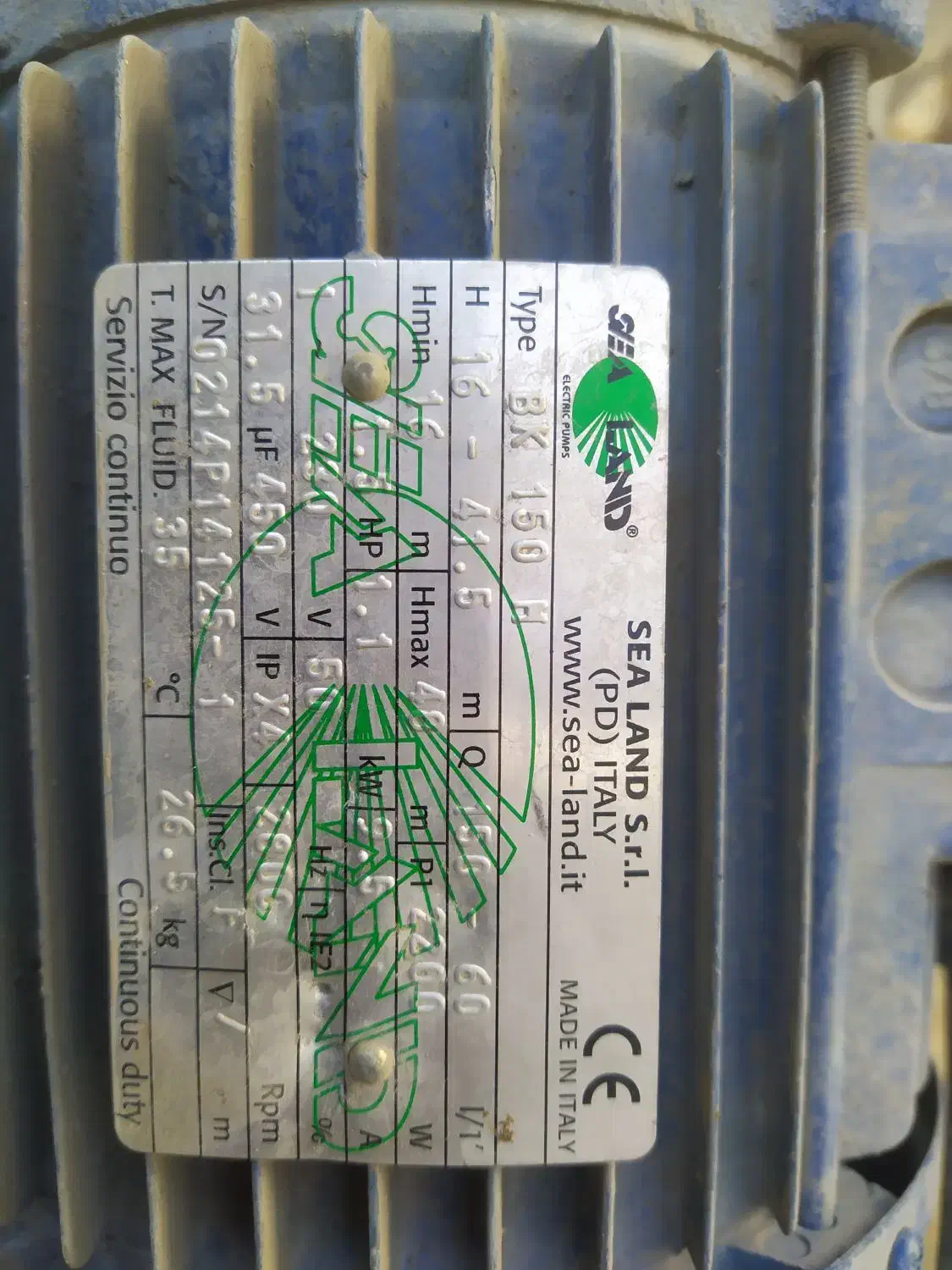 پمپ آب ایتالیایی SEA LAND|مصالح و تجهیزات ساختمان|فلاورجان, |دیوار