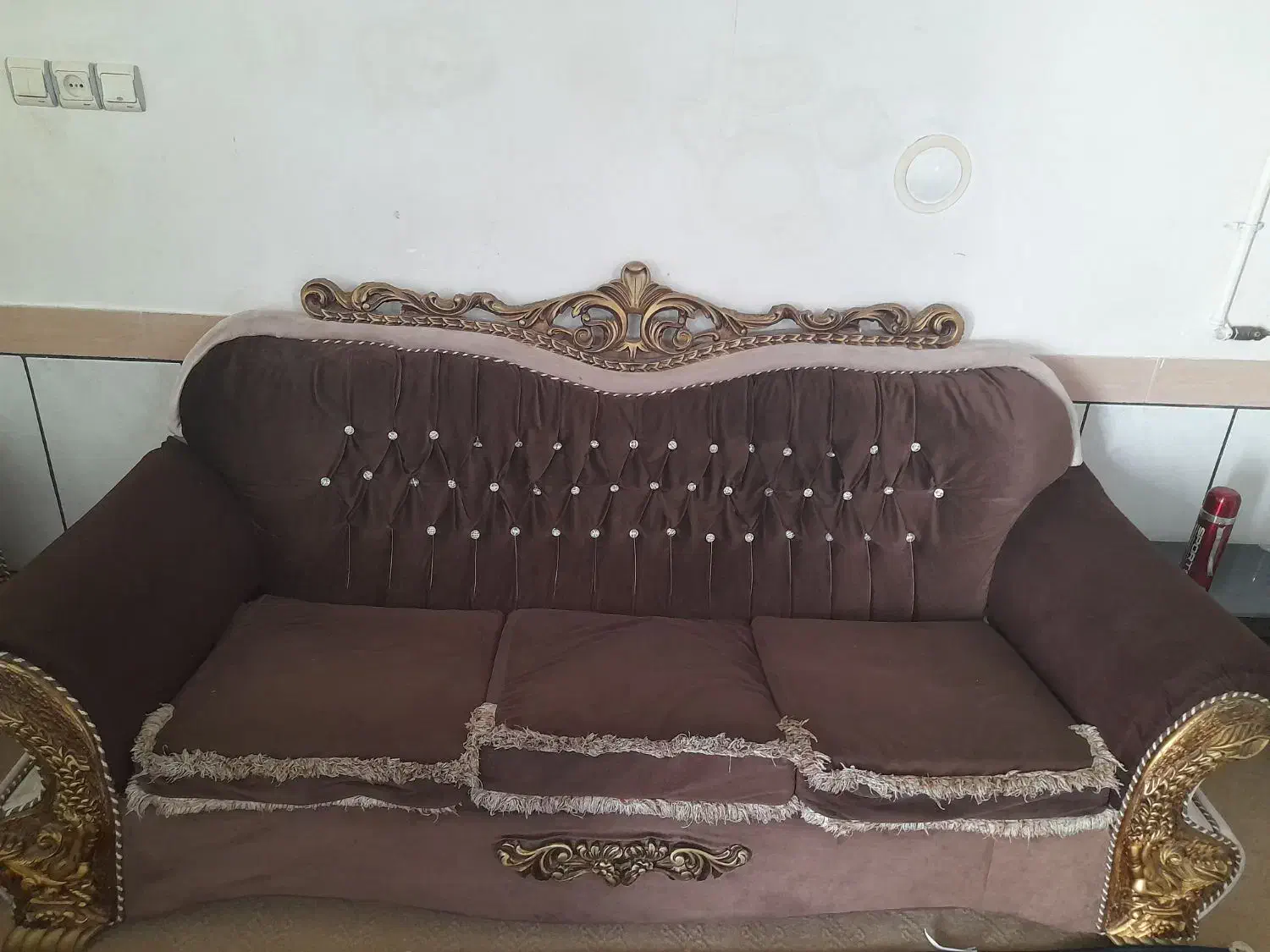 مبل قهوه ای ۷ نفره|مبلمان خانگی و میز عسلی|کازرون, |دیوار