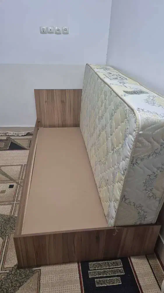 تخت خواب تک نفره با تشک|تخت و سرویس خواب|مهر, |دیوار