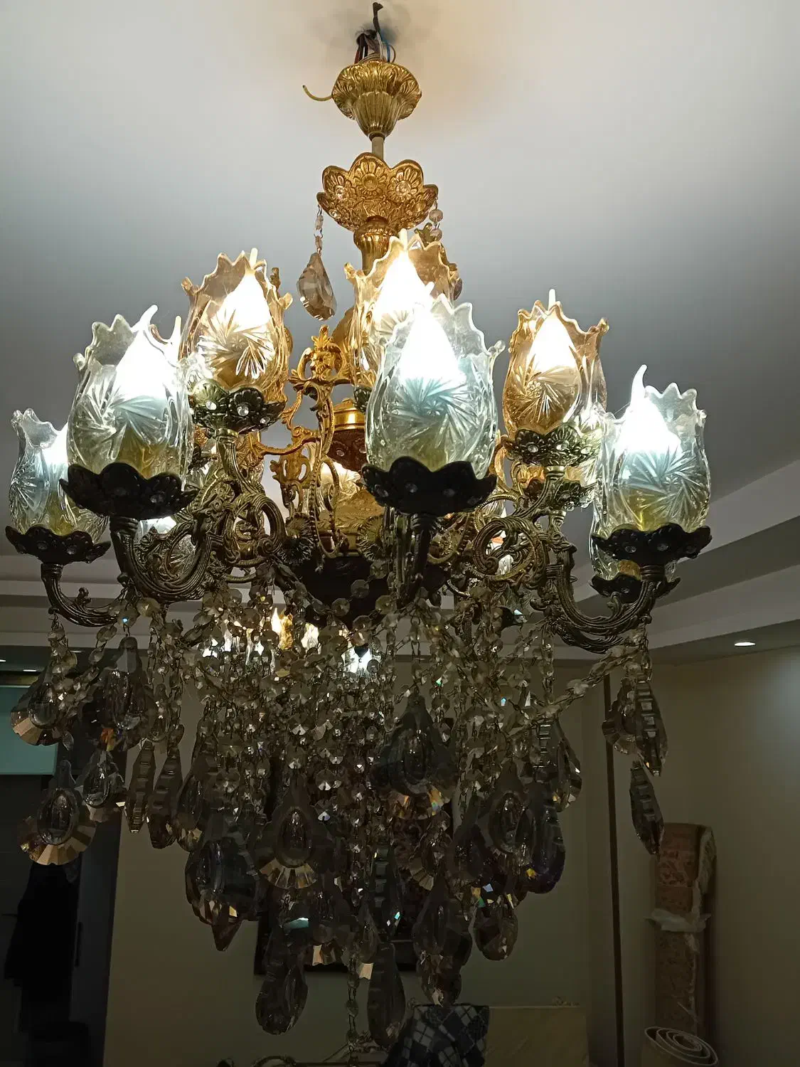 یه جفت لوستر جنس برنج|لوستر و چراغ آویز|قزوین, |دیوار