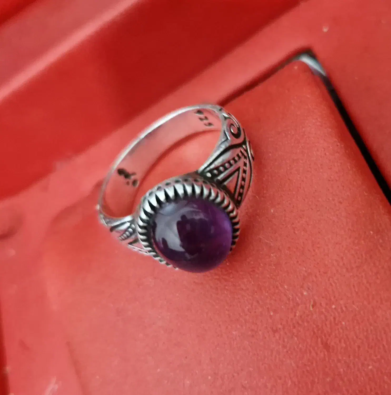 انگشتر نقره با سنگ آمتیست ، سنگ طبیعی|جواهرات|بندر ماهشهر, |دیوار