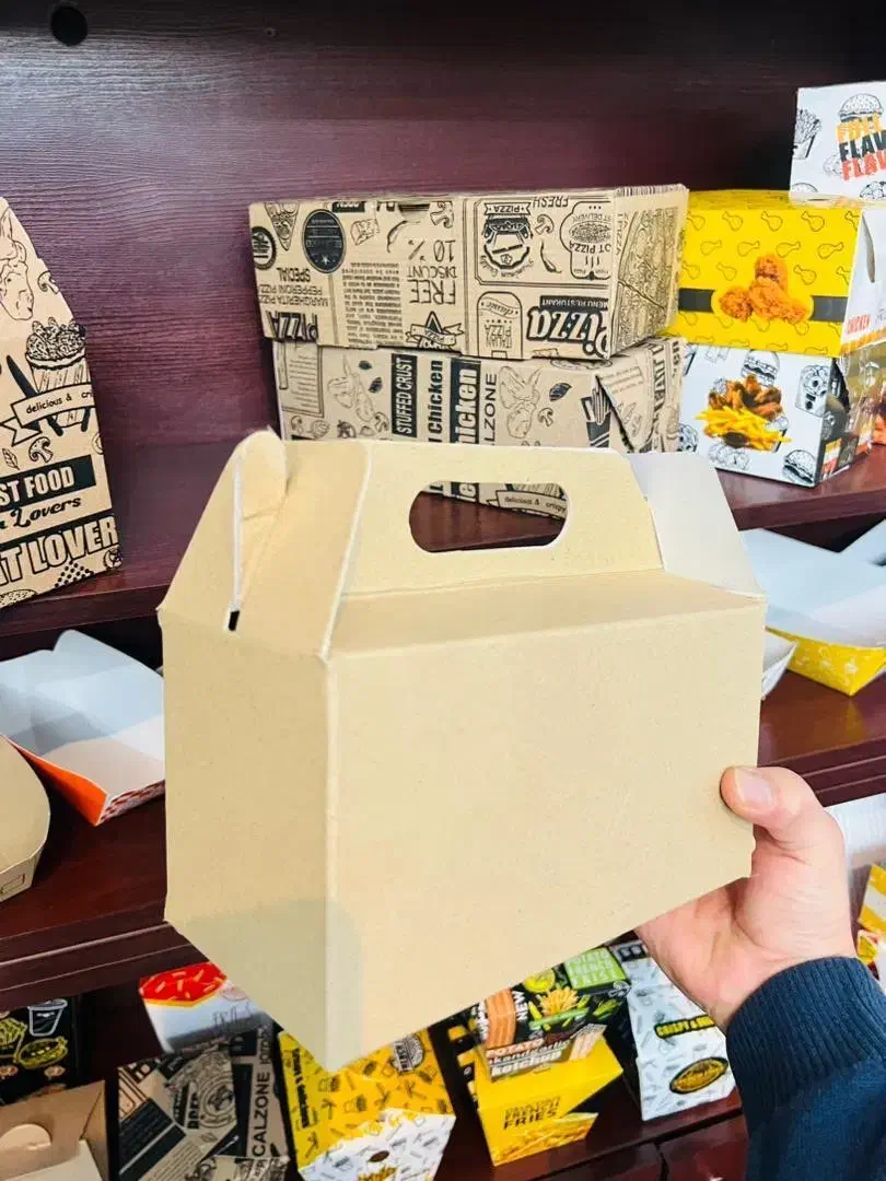 جعبه سوخاری دسته دار مقوایی بدون لوگو|ظروف نگهدارنده، پلاستیکی، یک‌بارمصرف|بندر گناوه, |دیوار