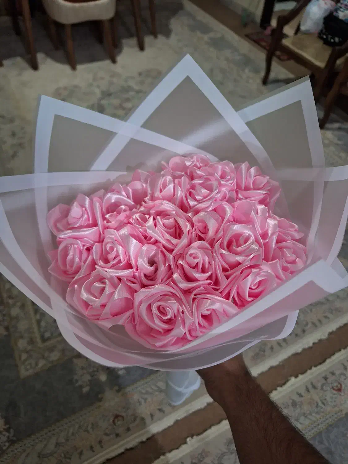 دسته گل ربانی ۲۴ شاخه صورتی|گل مصنوعی|مشهد, سرافرازان|دیوار